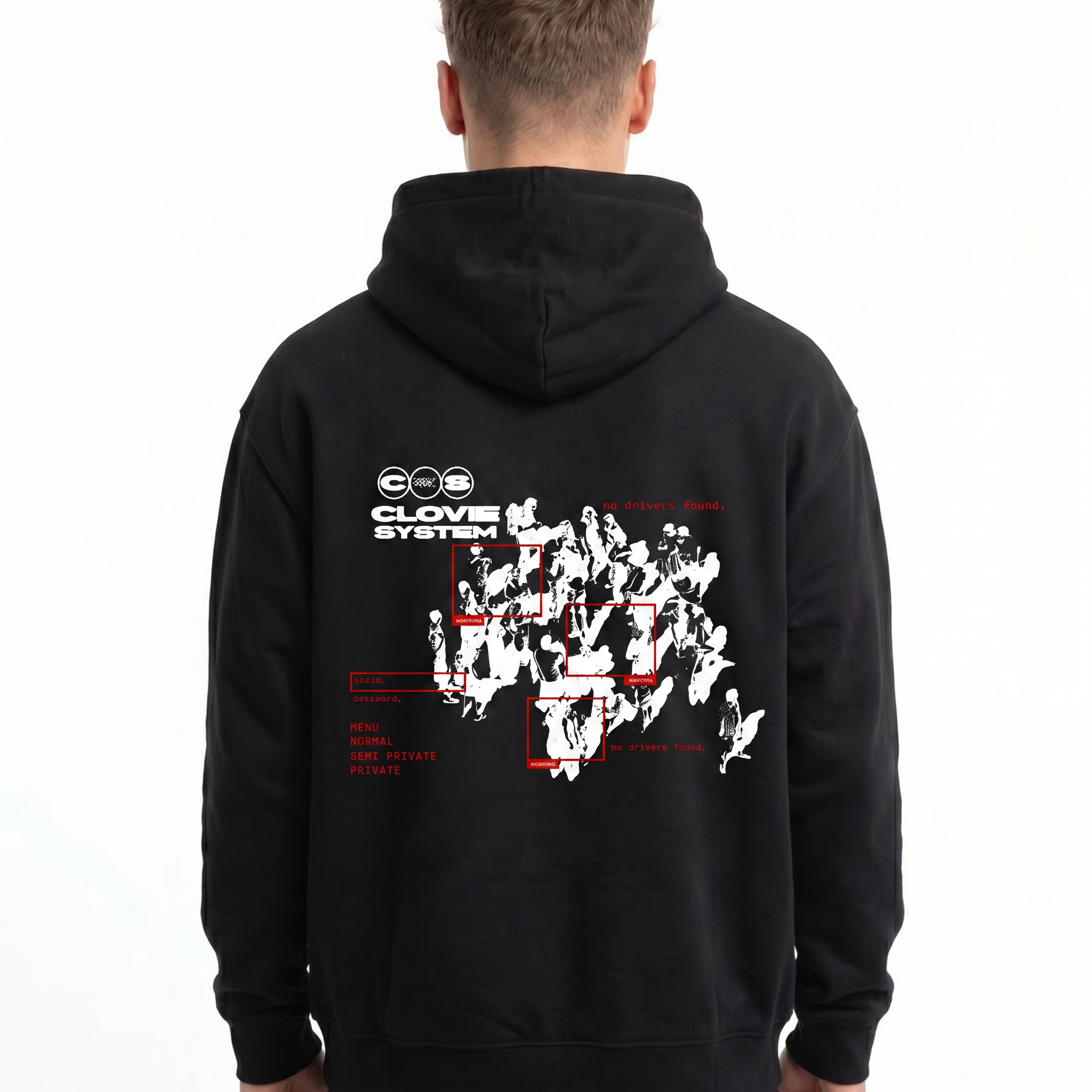 Clovie system Oversized Hoodie Black - model back print