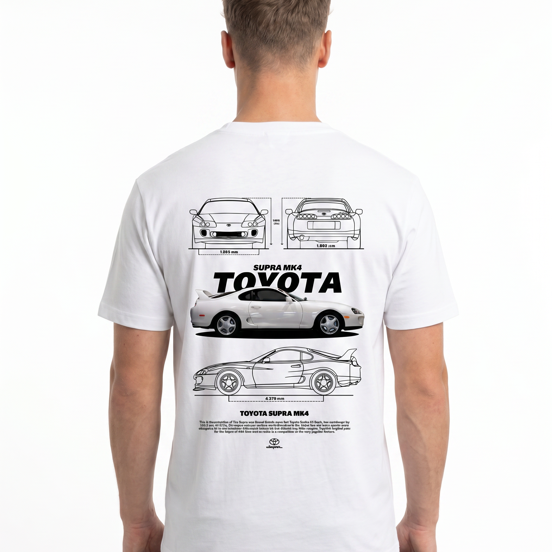 Toyota Supra MK4 Standard Tee White - model back print