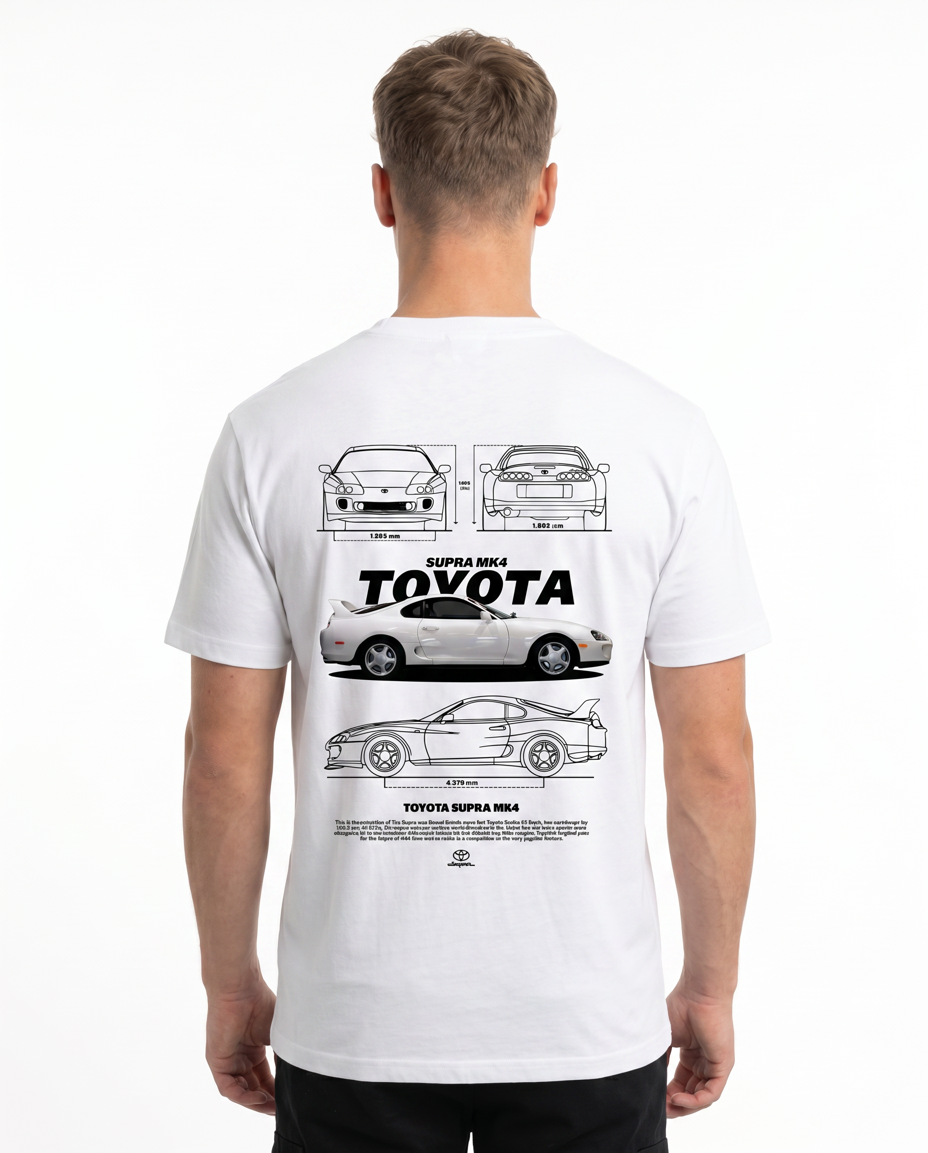 Toyota Supra MK4 Standard Tee White - model back print