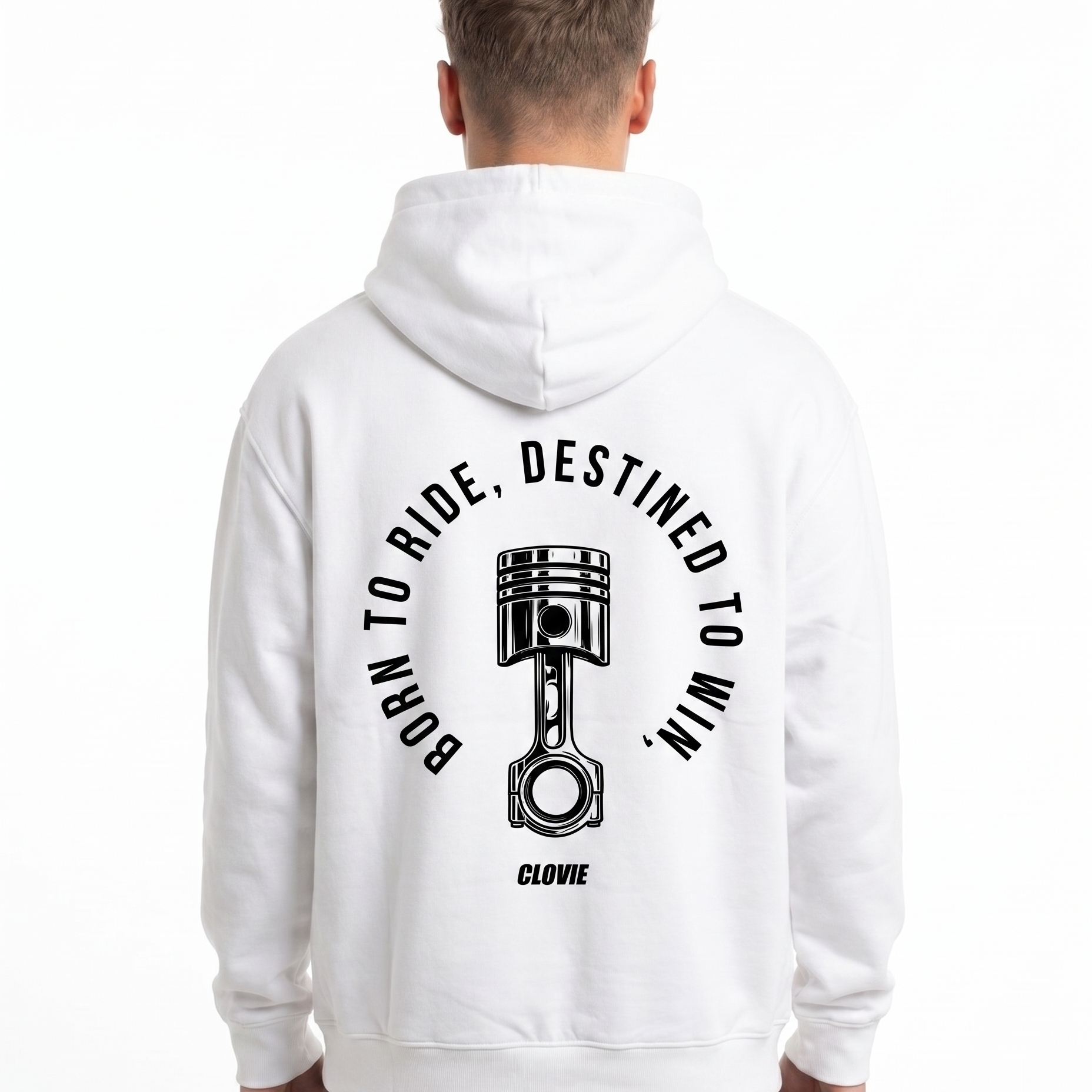 Born to ride Oversized Hoodie White - model back print
