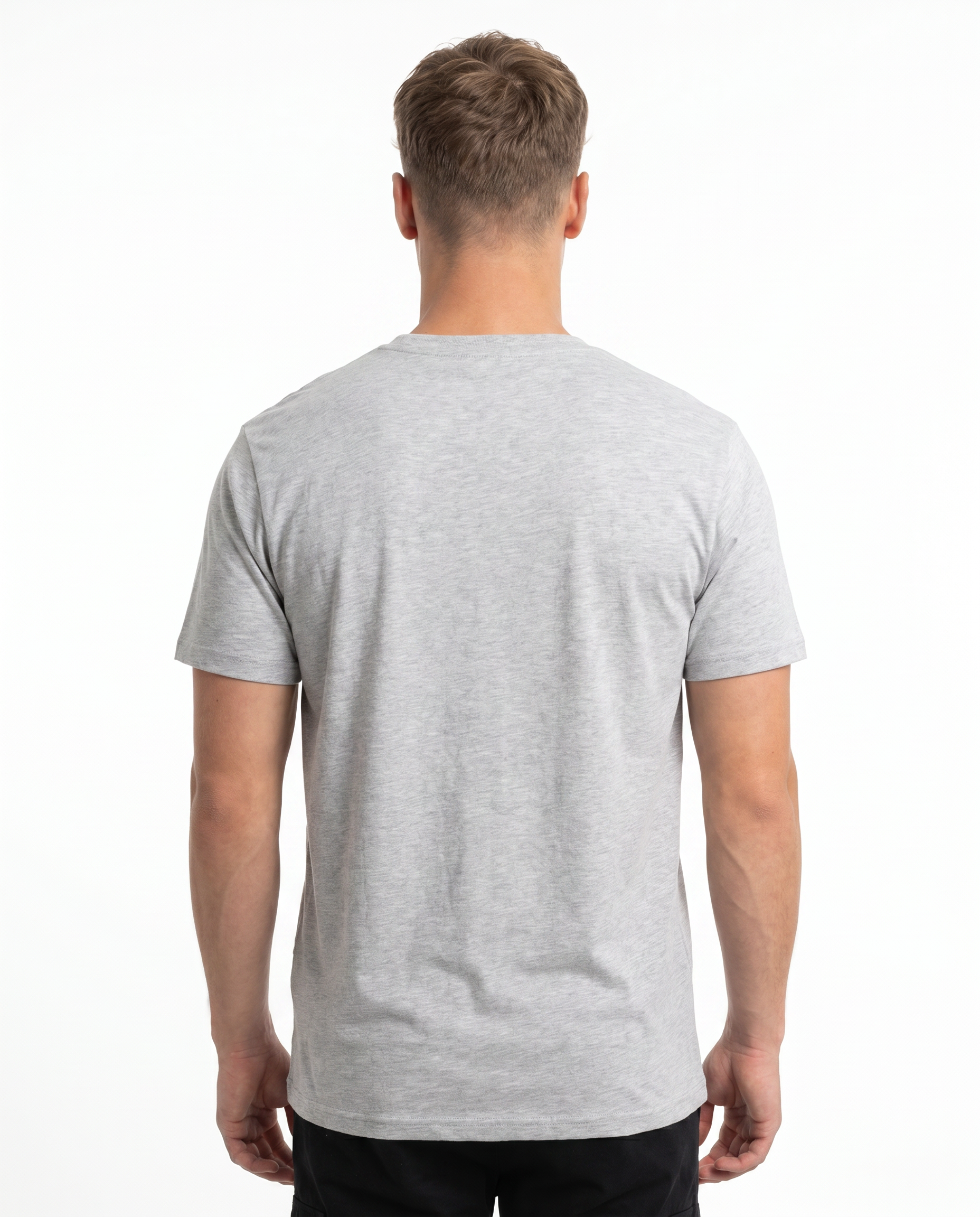 Clovie basic Standard Tee Heather Grey - model back