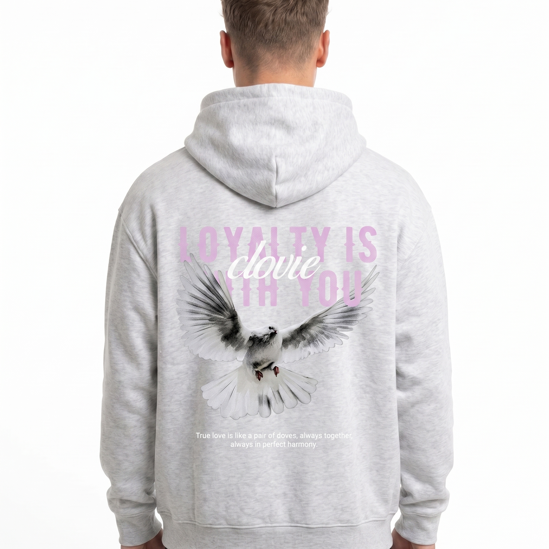 Loyalty is with you Hoodie Heather Grey - model back print