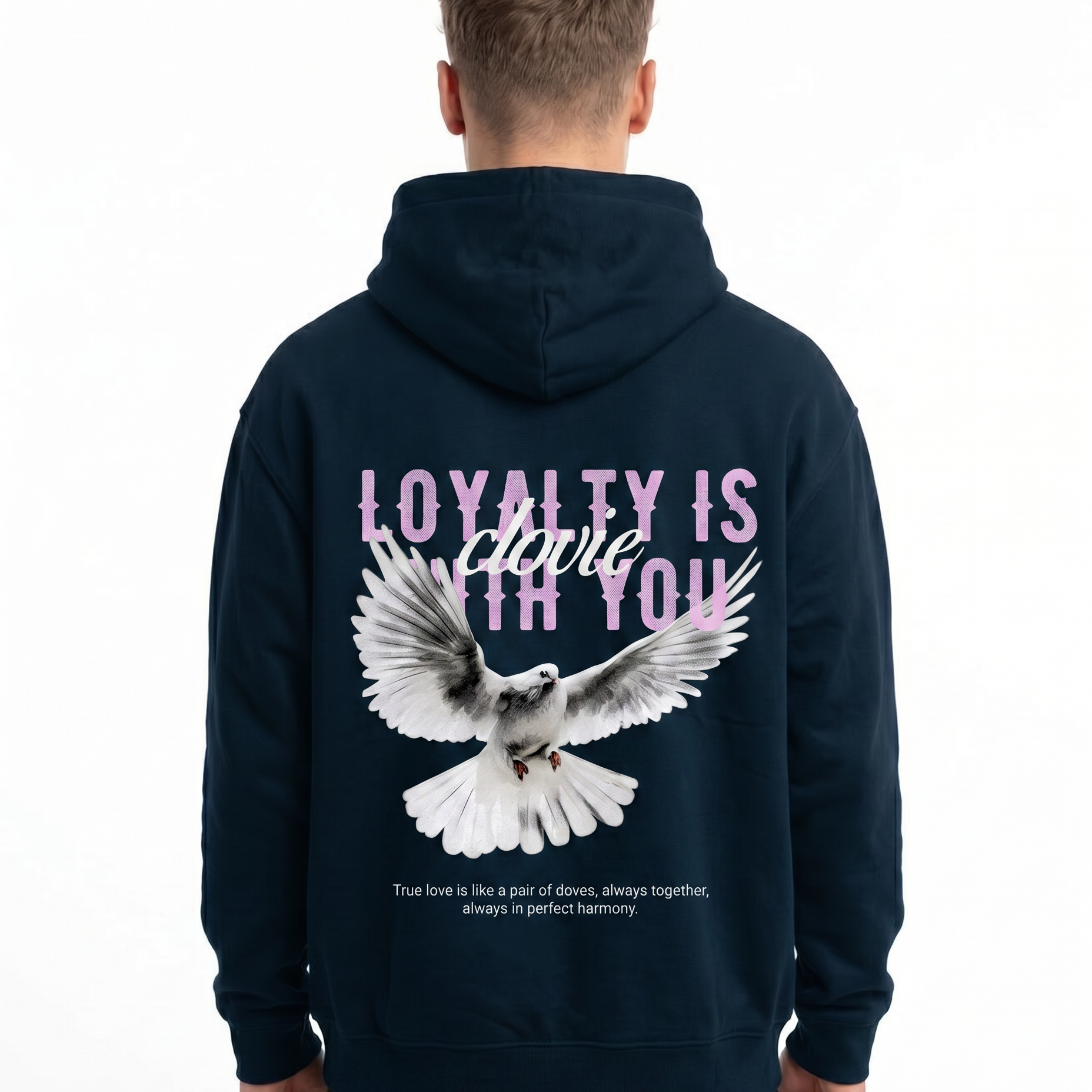 Loyalty is with you Hoodie New French Navy - model back print
