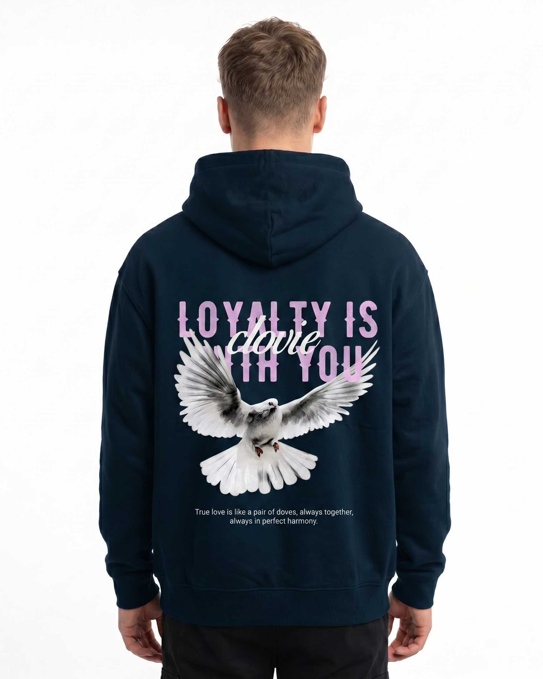 Loyalty is with you Hoodie New French Navy - model back print