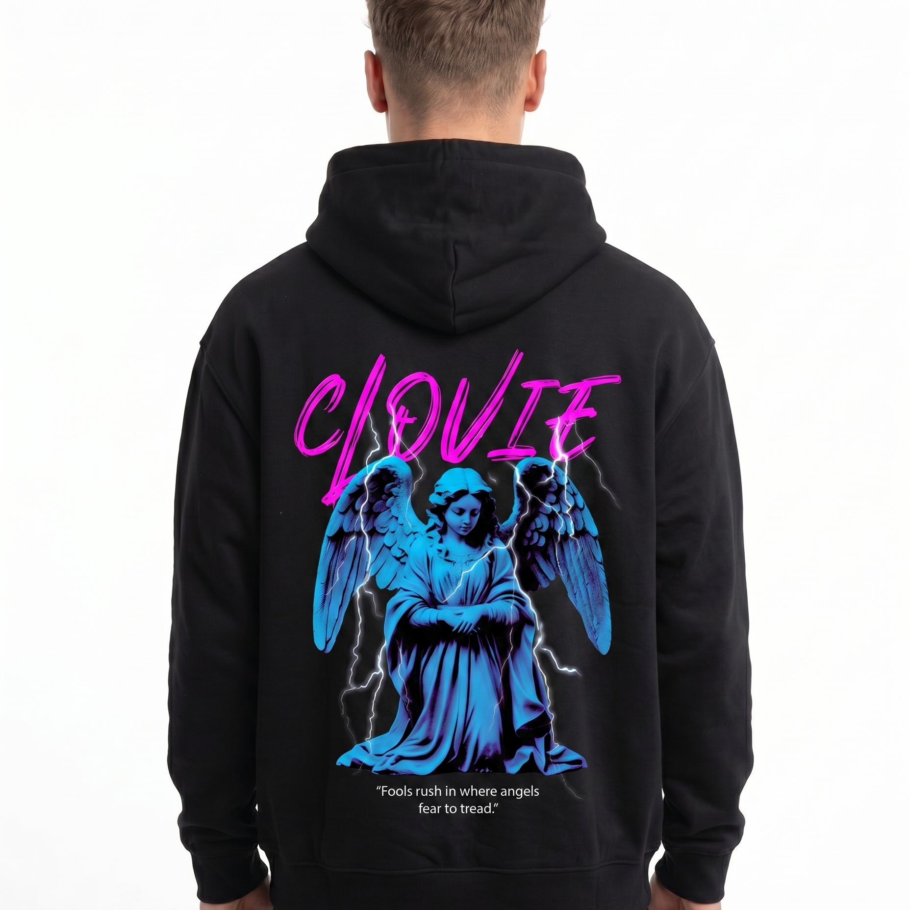 Angel Zip Black - model back print