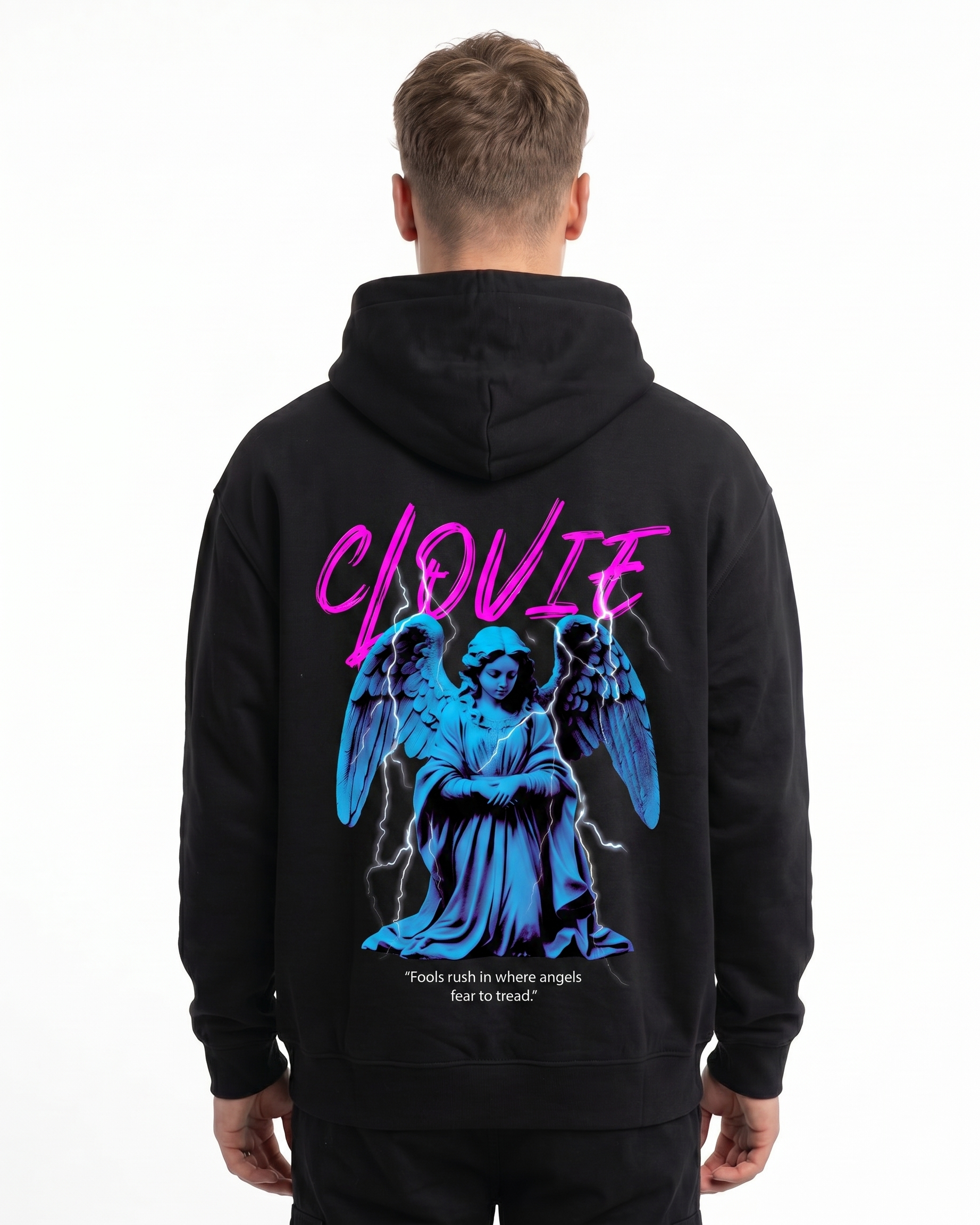 Angel Zip Black - model back print
