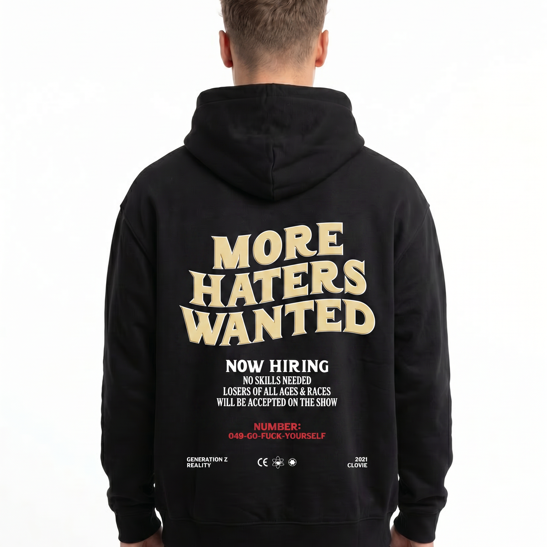 More haters wanted Black - model back print