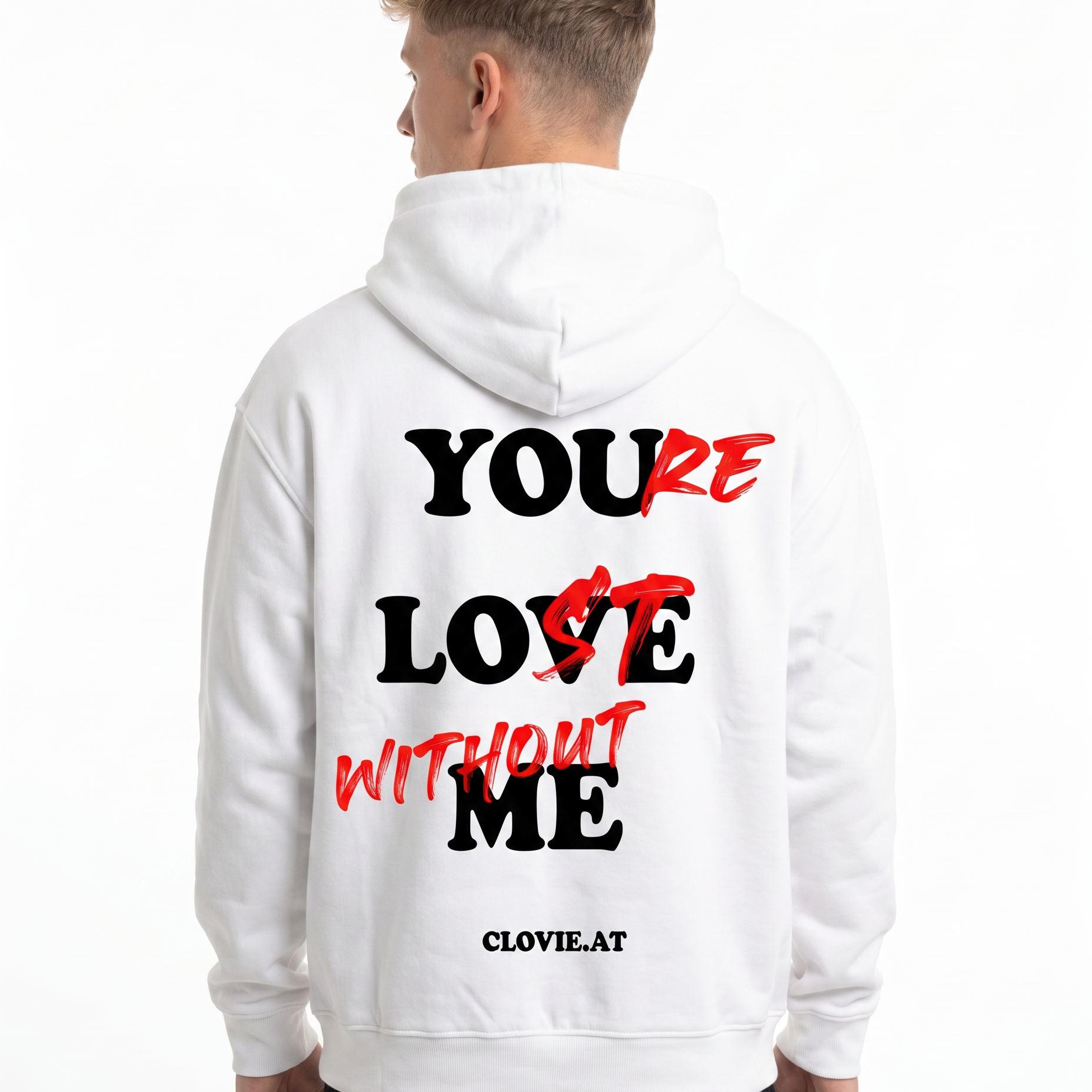 Lost without me White - model back print