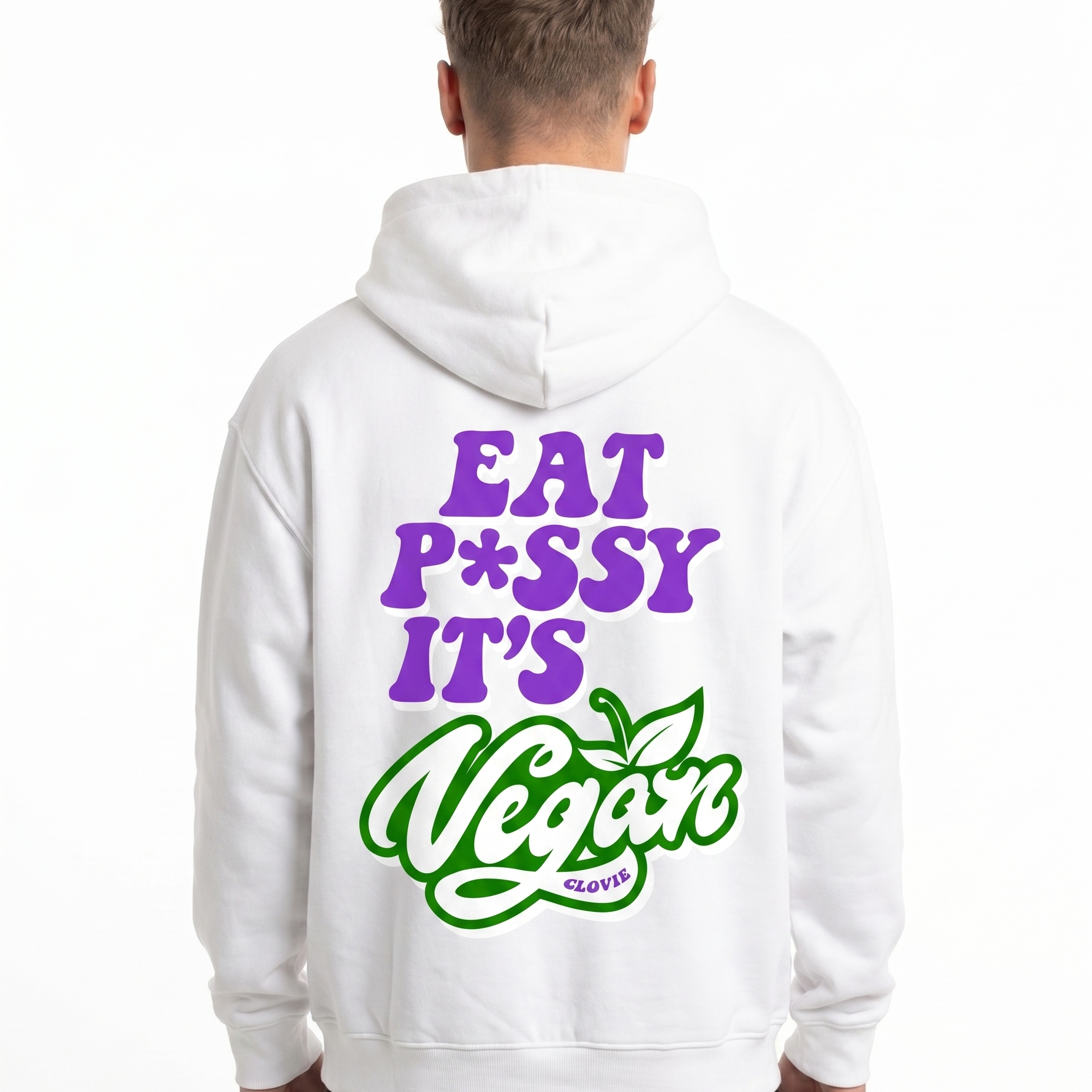 Eat pussy it's vegan White - model back print