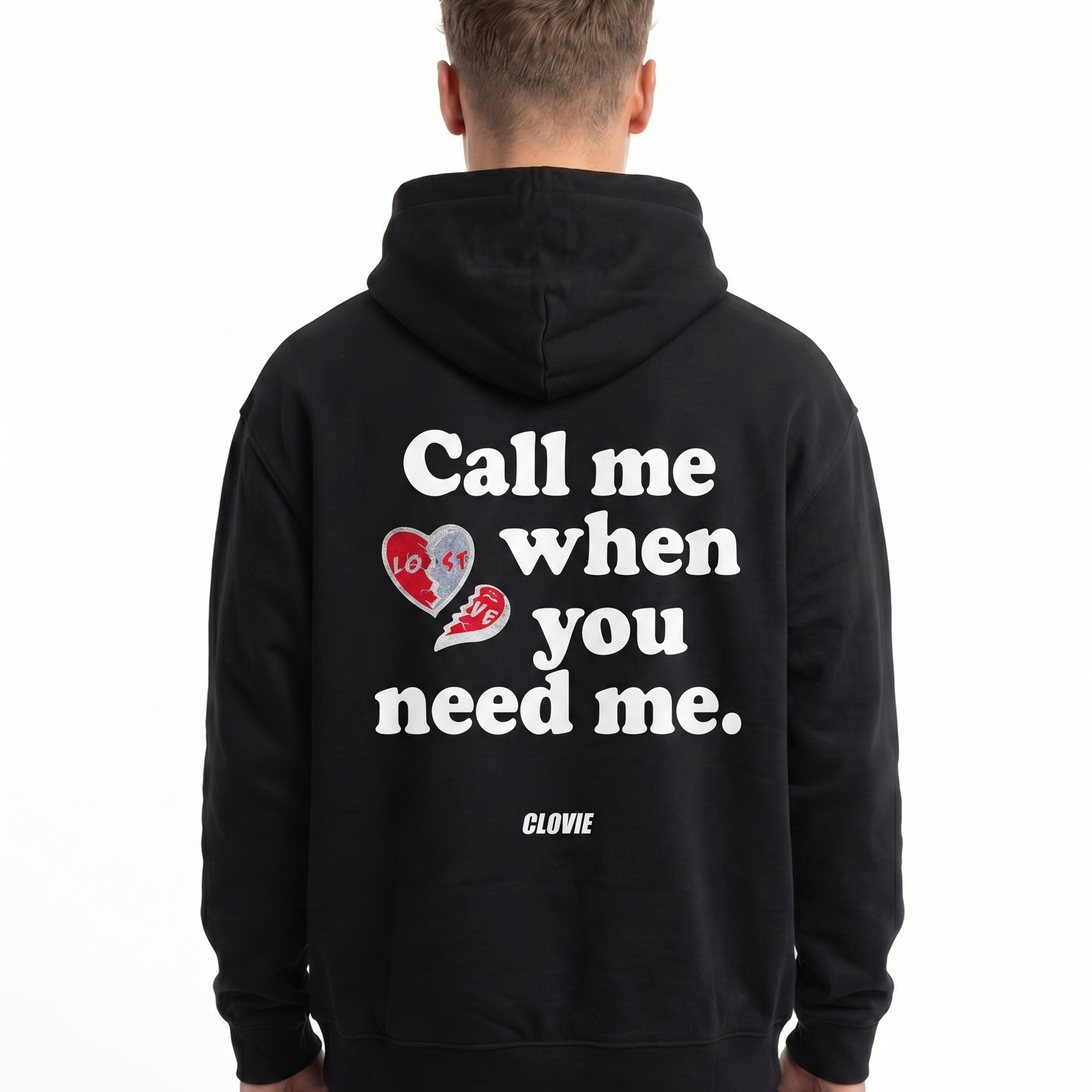 Call me when you need me Black - model back print