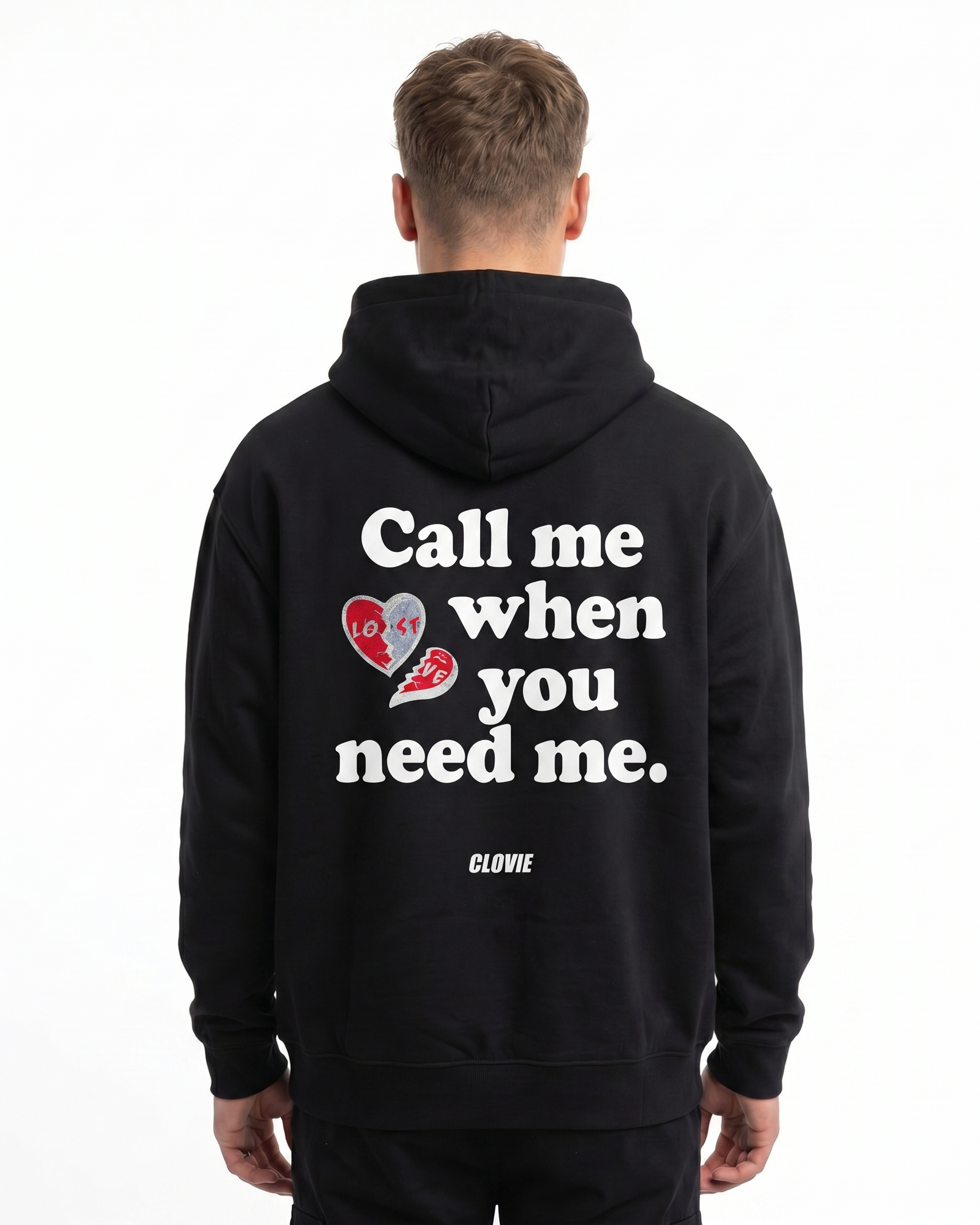 Call me when you need me Black - model back print