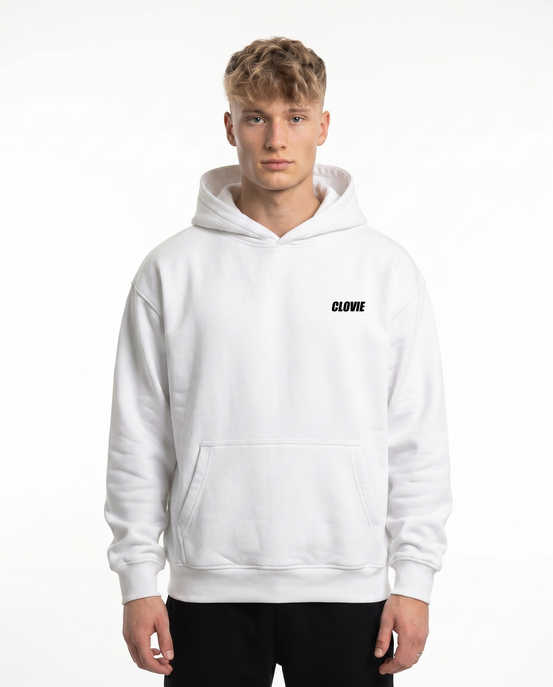 Need money for porsche Hoodie White - model front