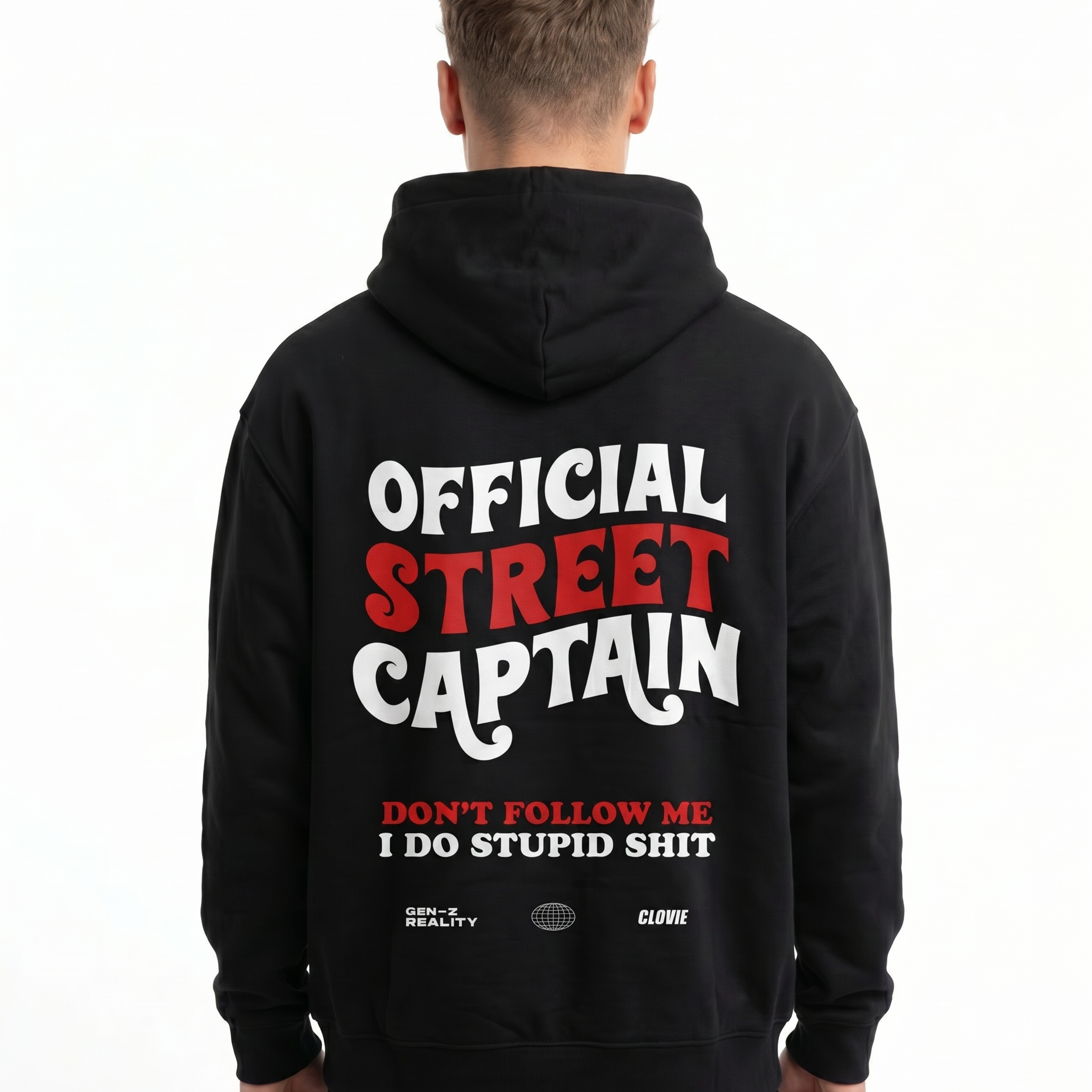 Official street captain Zip Black - model back print
