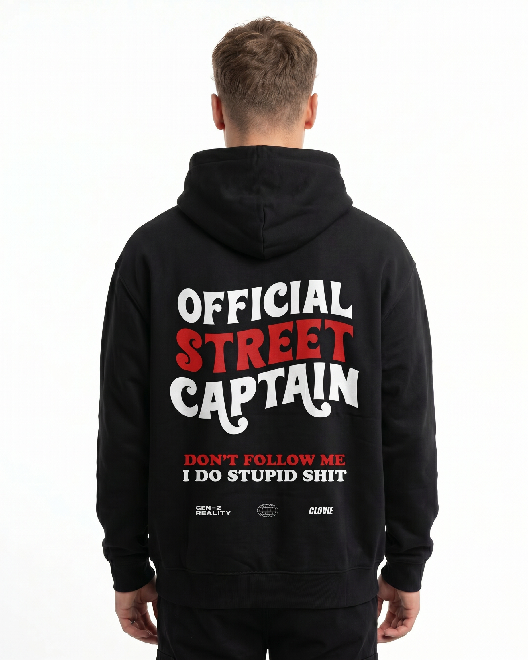 Official street captain Zip Black - model back print