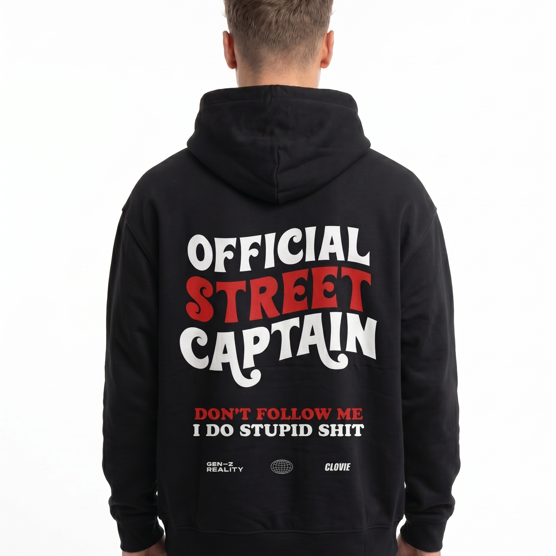 Official street captain Hoodie Black - model back print
