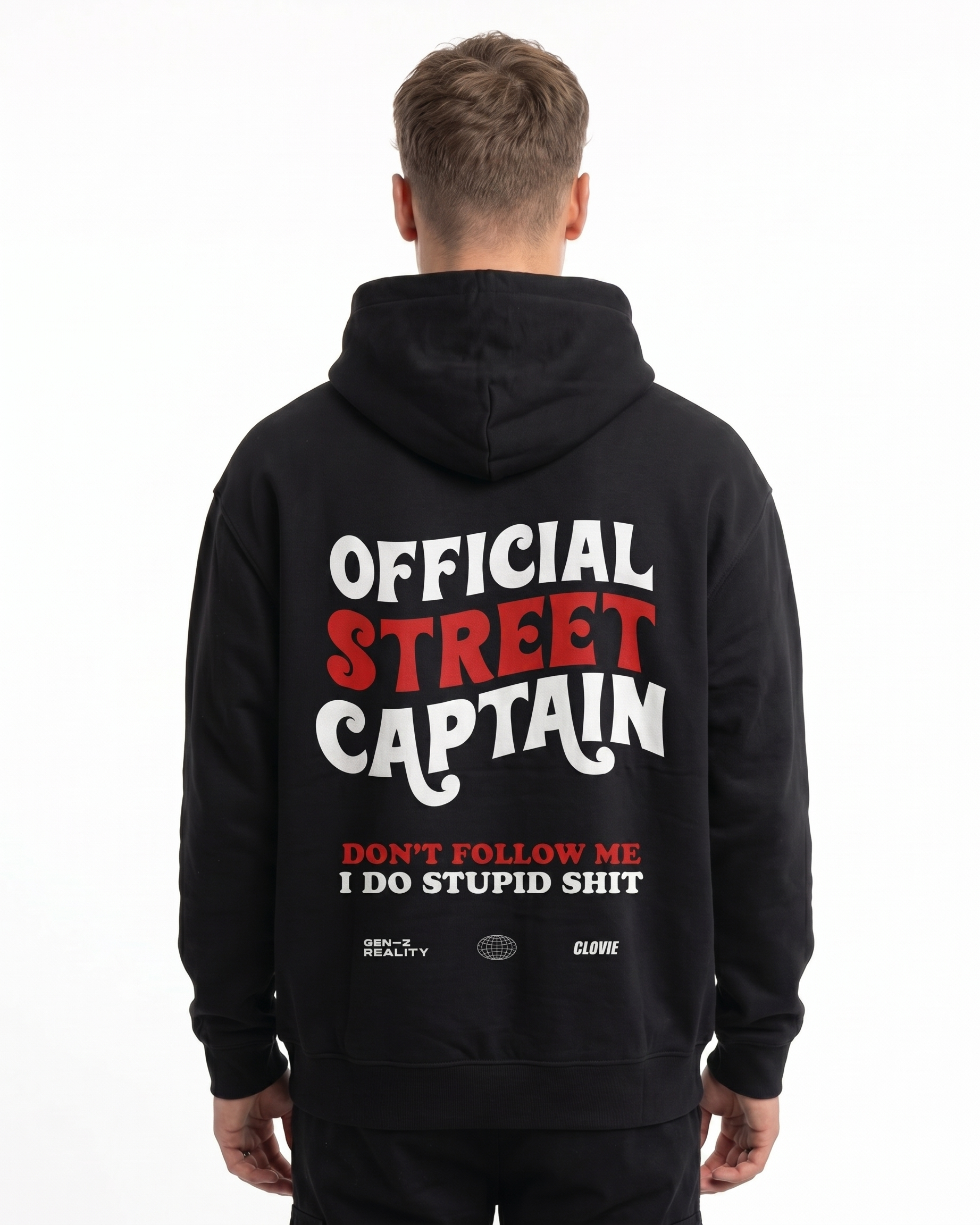 Official street captain Hoodie Black - model back print