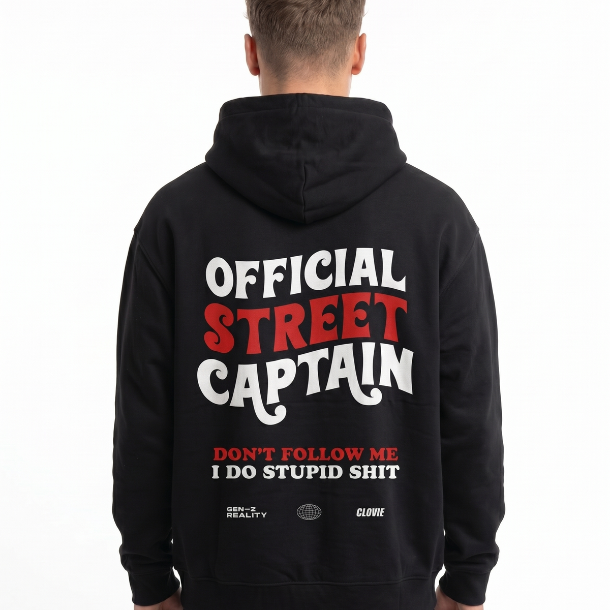 Official street captain OVS Hoodie Black - model back print (reused twin)