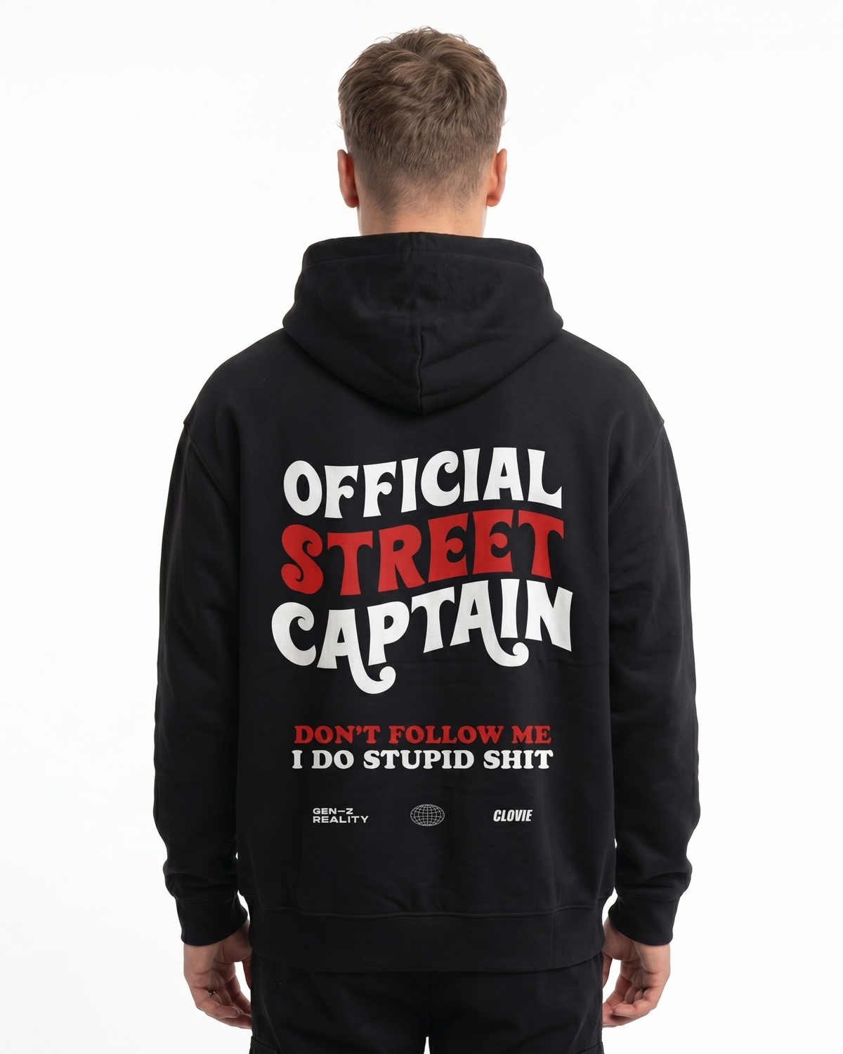 Official street captain OVS Hoodie Black - model back print (reused twin)