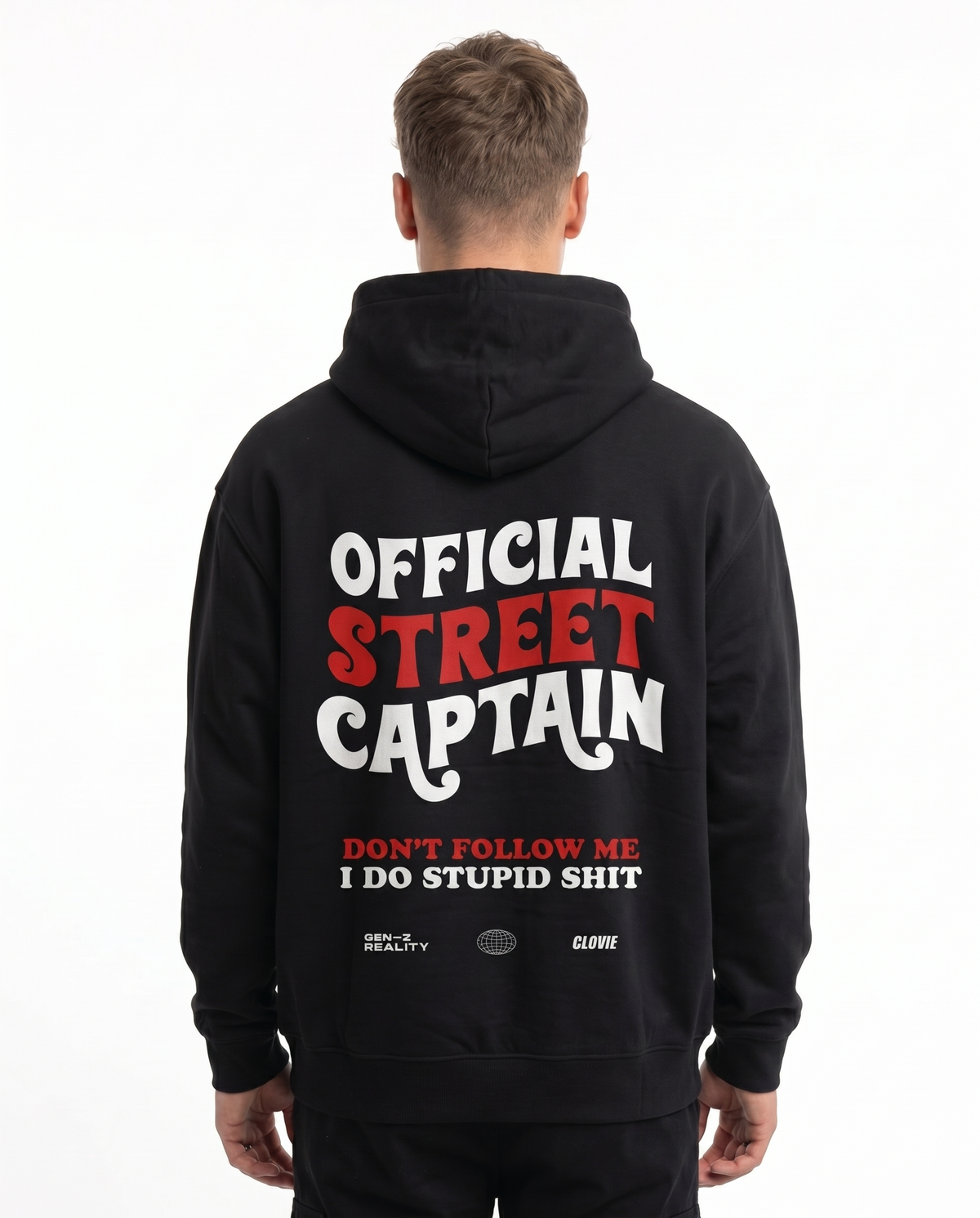 Official street captain OVS Hoodie Black - model back print (reused twin)