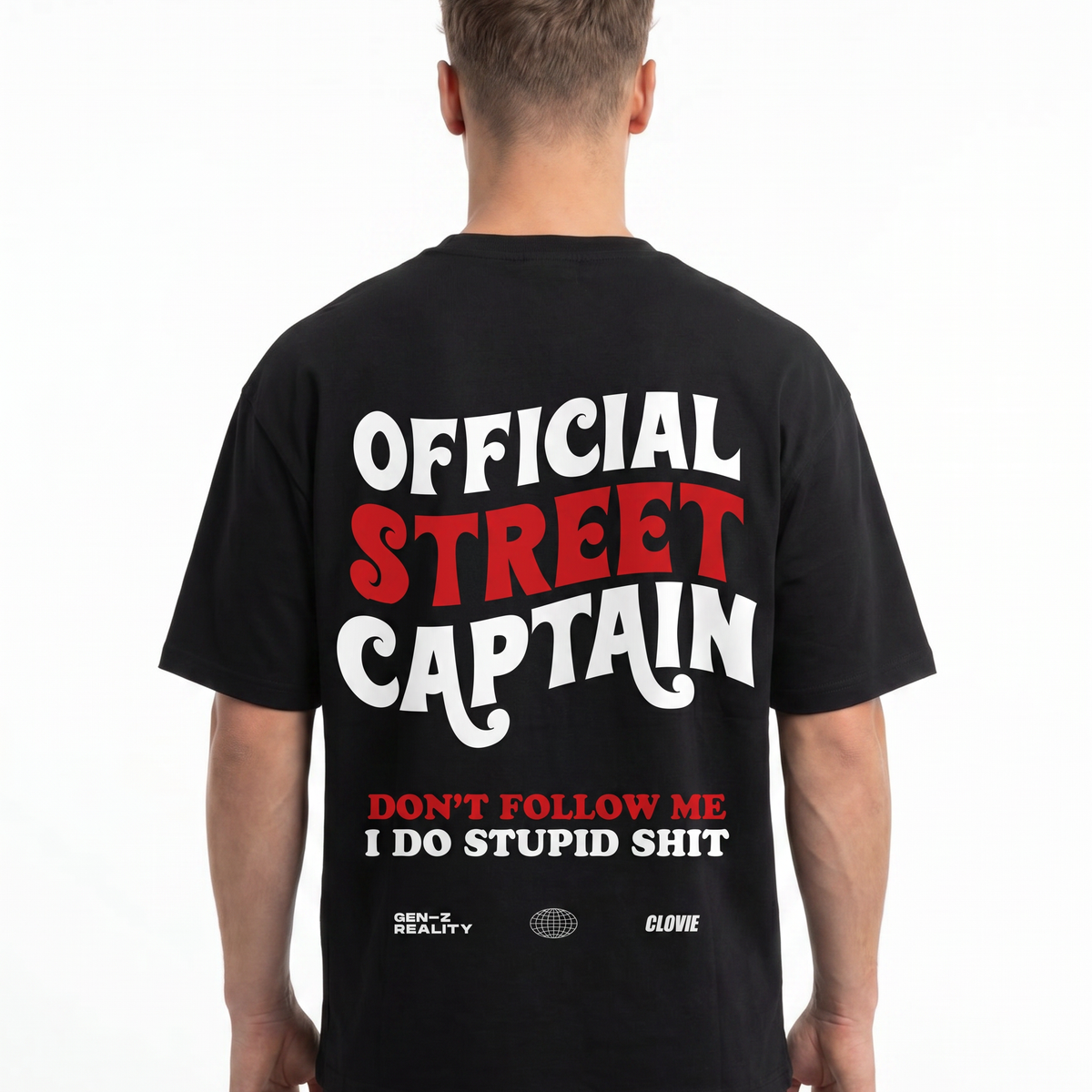 Official street captain OVS Tee Black - model back print (reused twin)