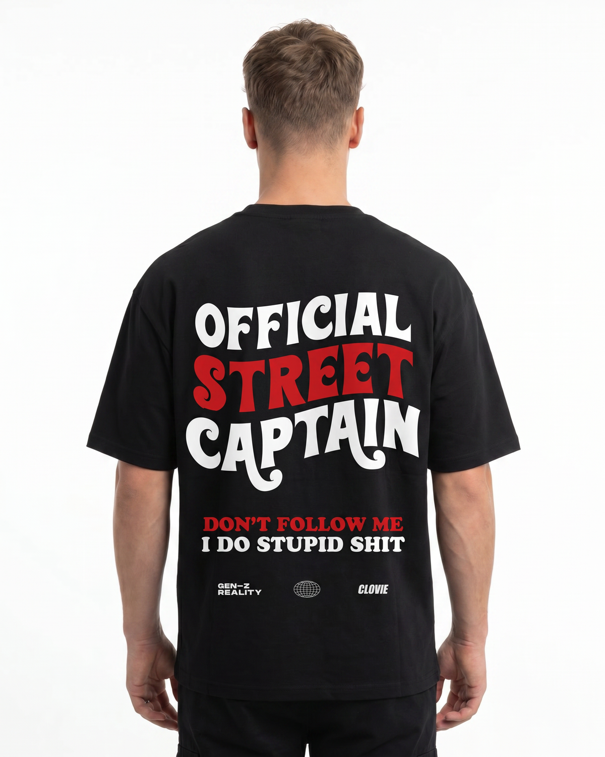 Official street captain OVS Tee Black - model back print (reused twin)
