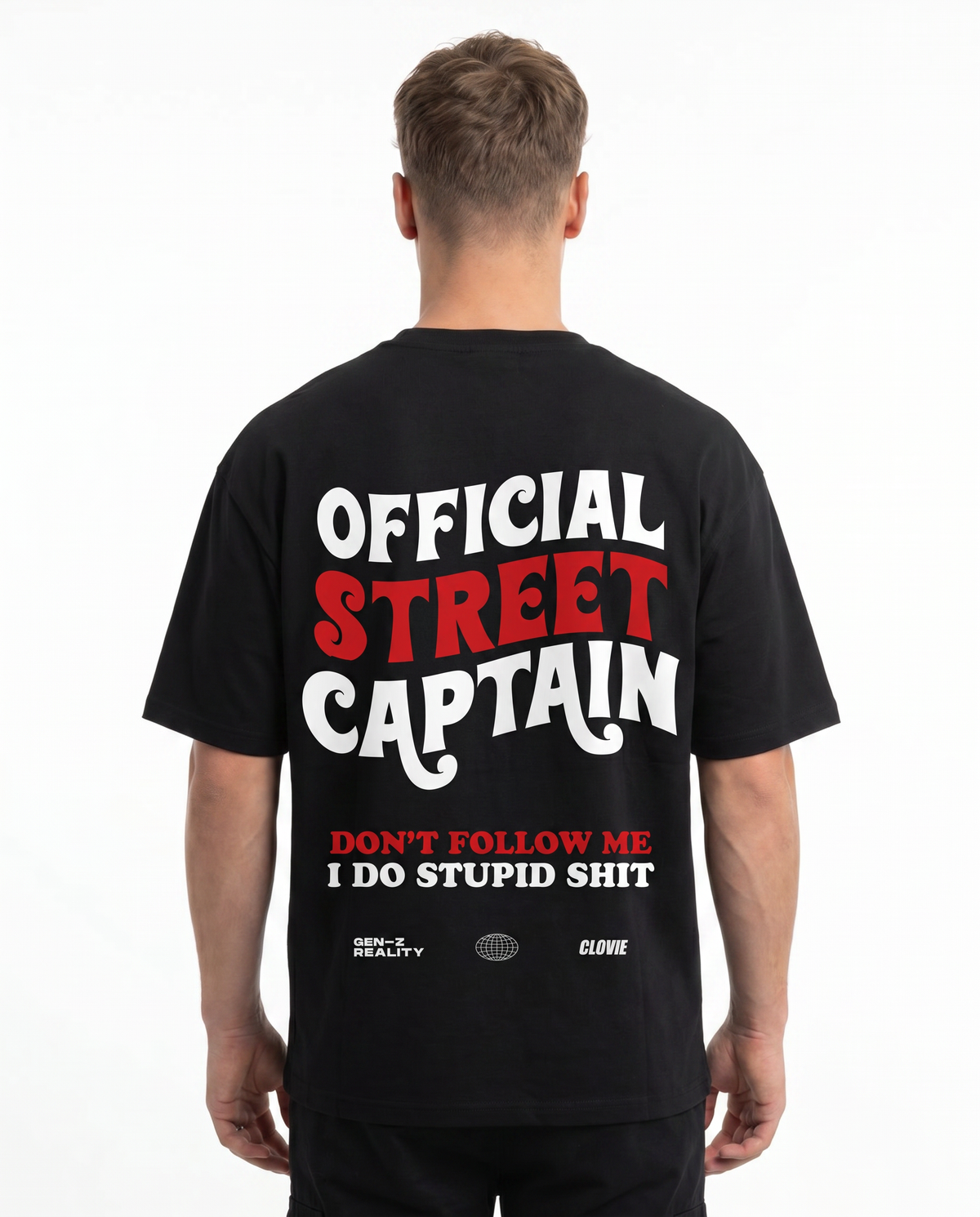 Official street captain OVS Tee Black - model back print (reused twin)