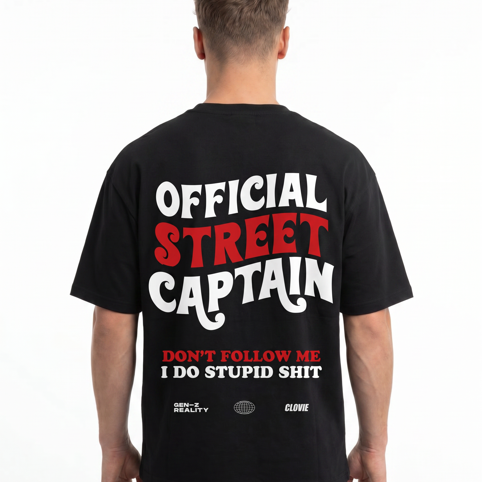 Official street captain Tee Black - model back print