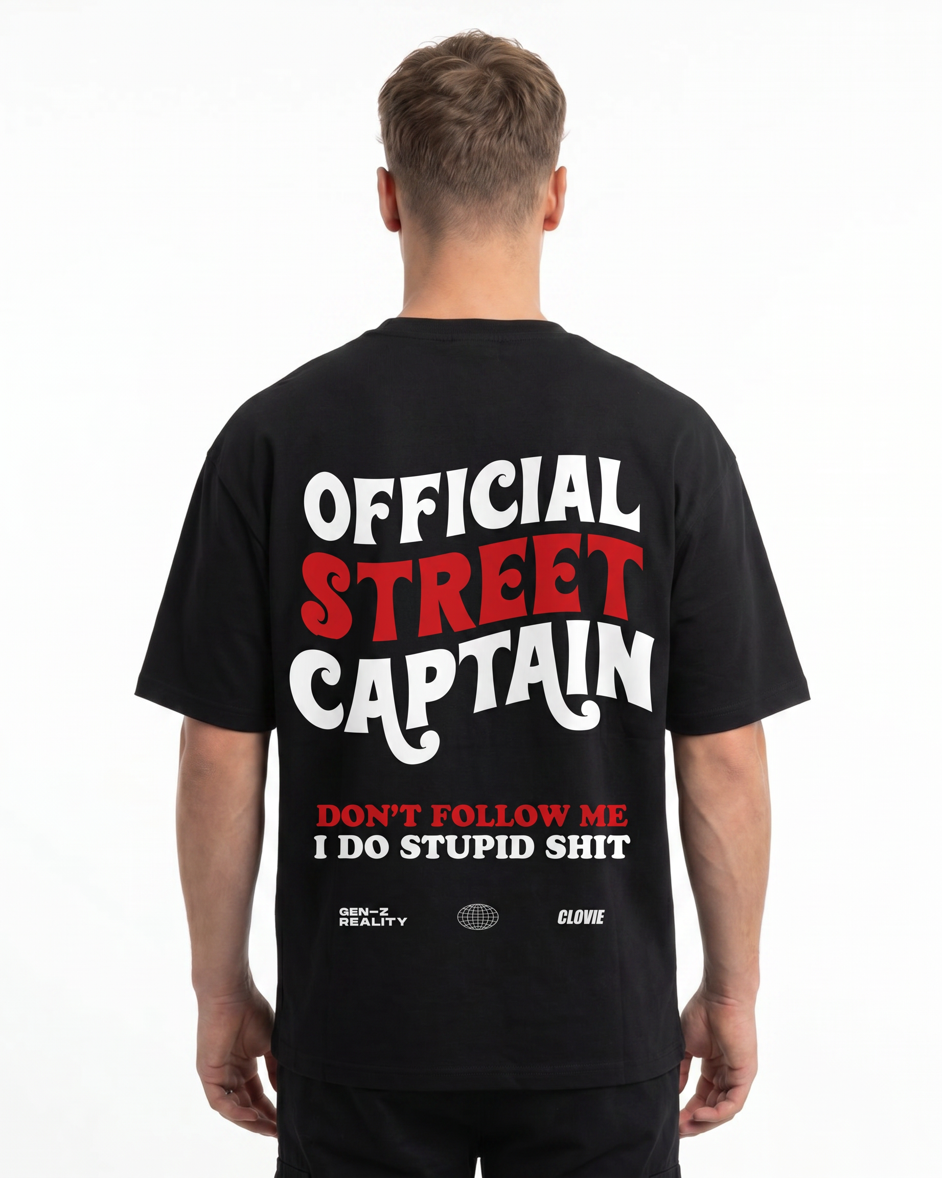 Official street captain Tee Black - model back print