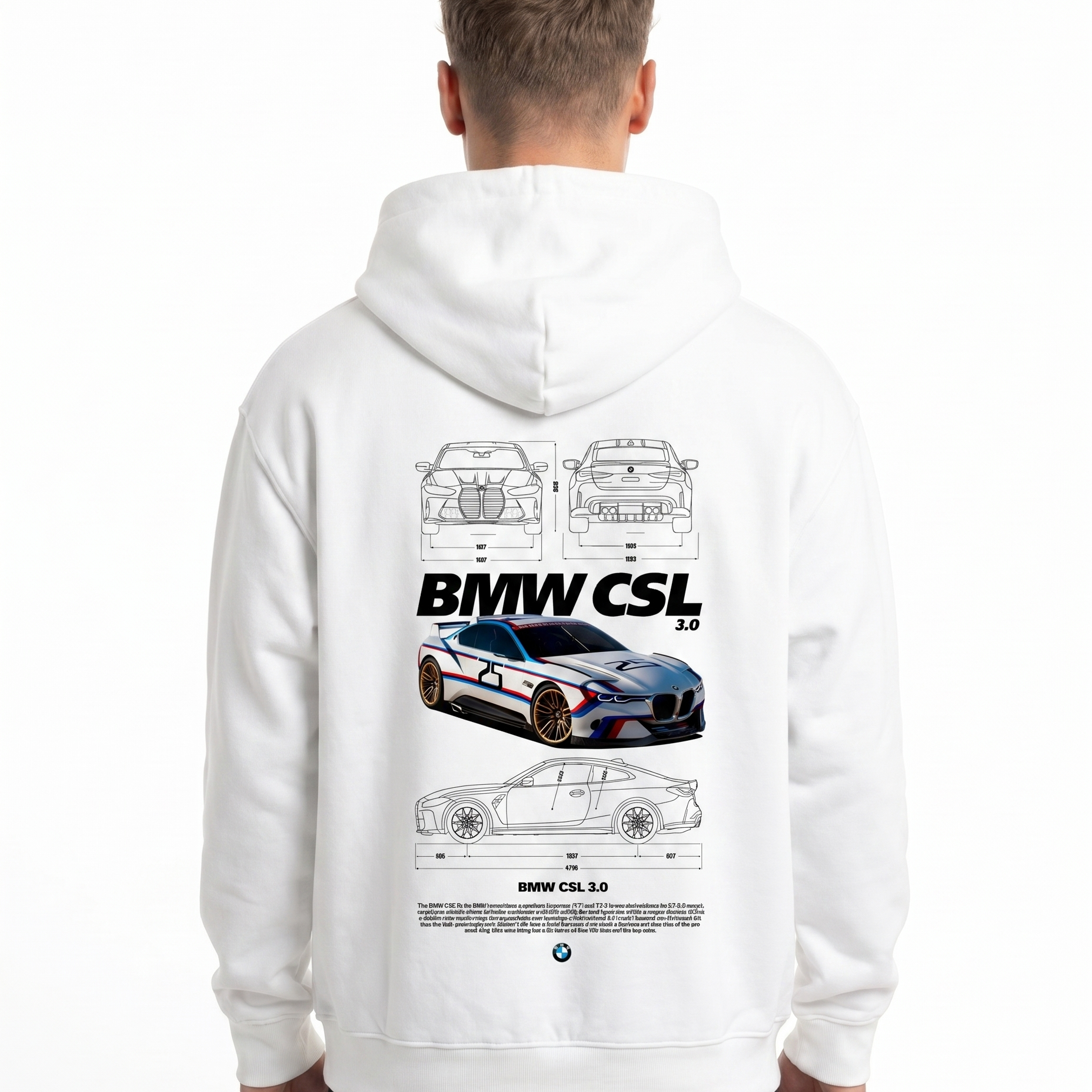 BMW CSL 3.0 Zip White - model back print