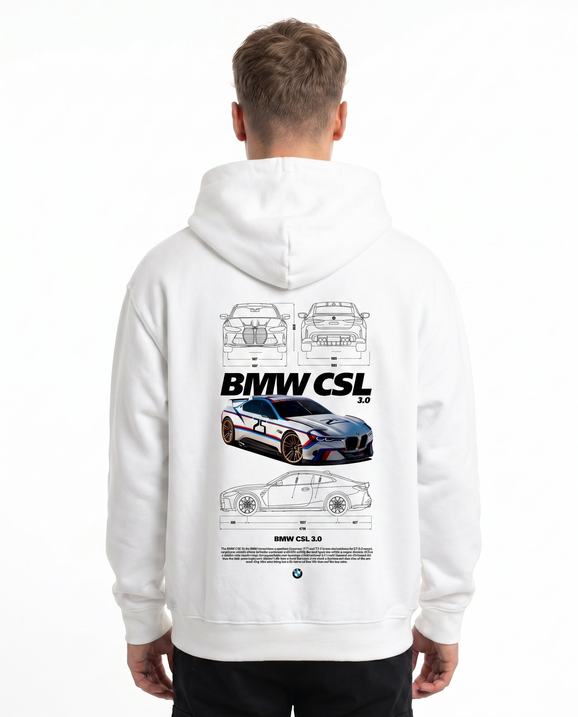 BMW CSL 3.0 Zip White - model back print