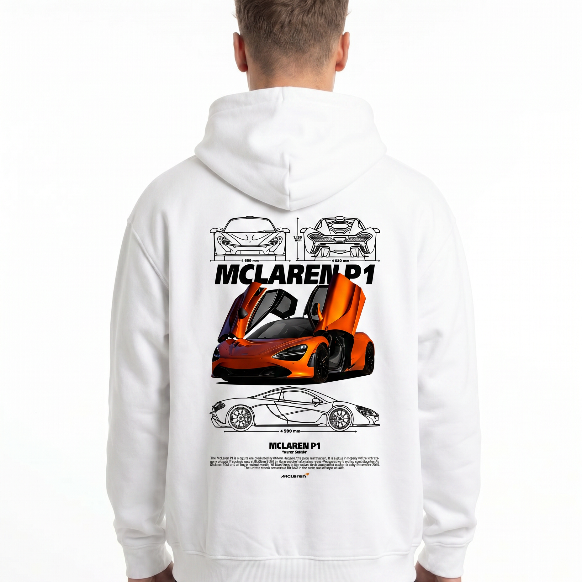 McLaren P1 Zip White - model back print