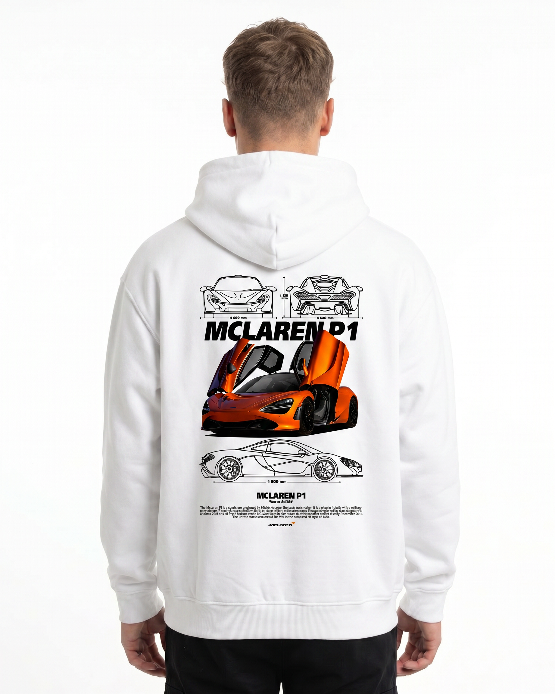 McLaren P1 Zip White - model back print