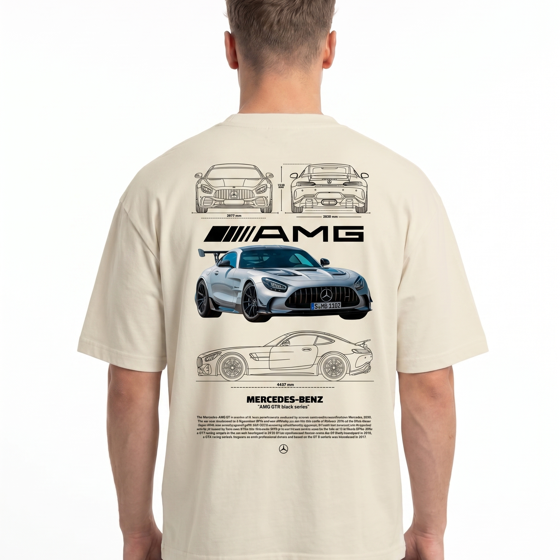 Mercedes-Benz AMG GT OVS Tee Natural Raw - model back print