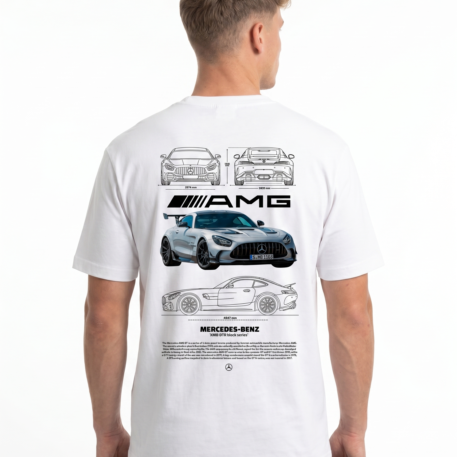 Mercedes-Benz AMG GT Std Tee White - model back print