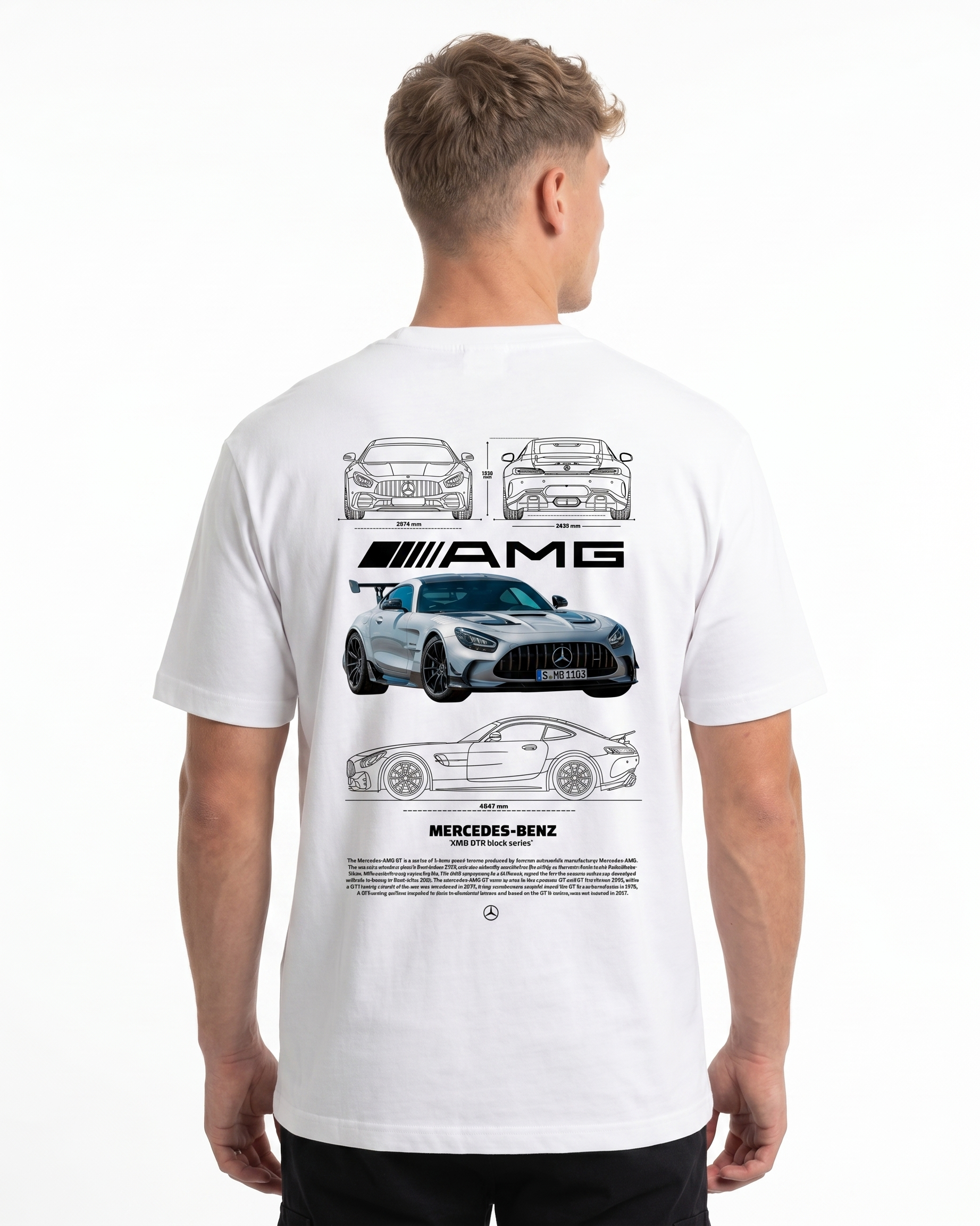 Mercedes-Benz AMG GT Std Tee White - model back print