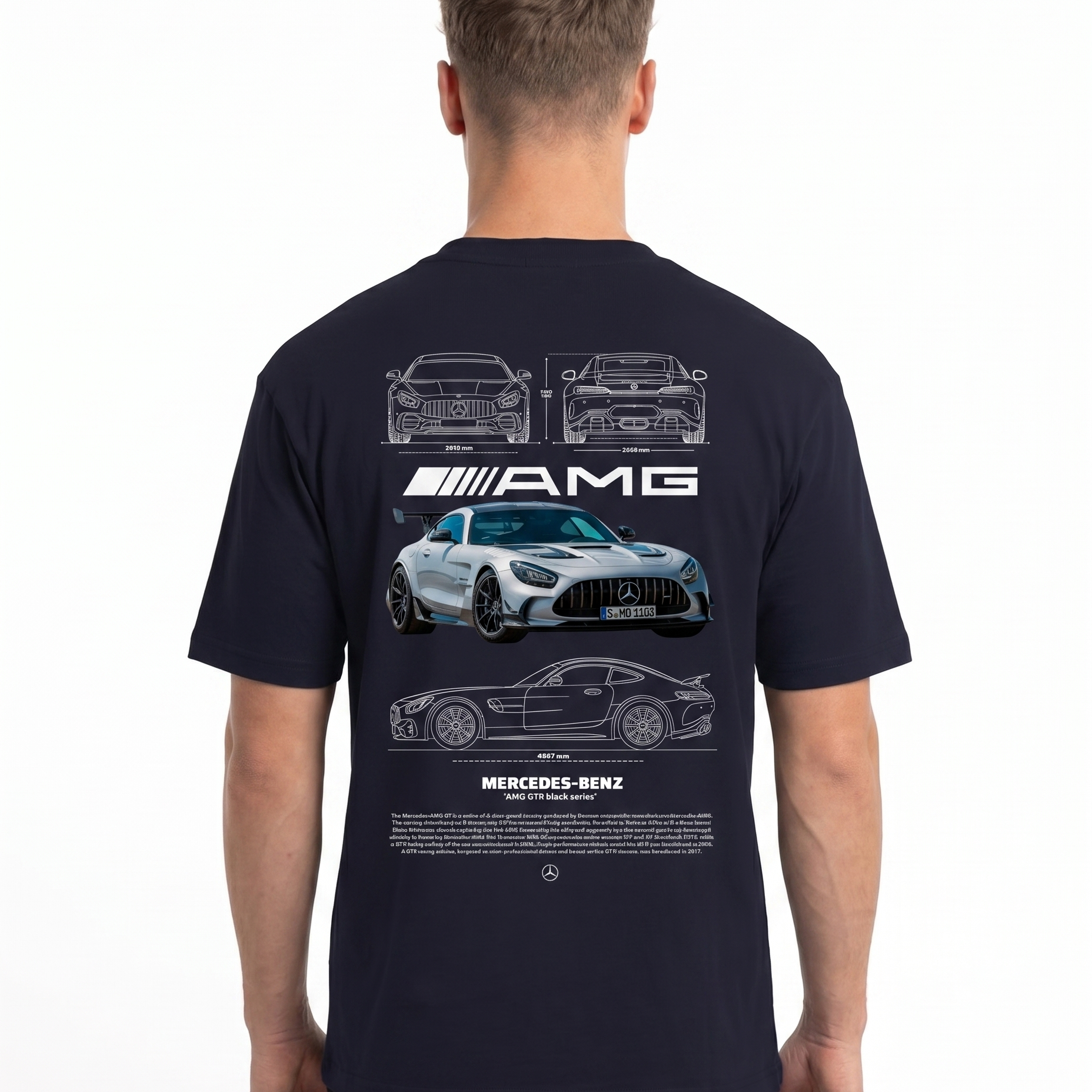 Mercedes-Benz AMG GT Std Tee French Navy - model back print