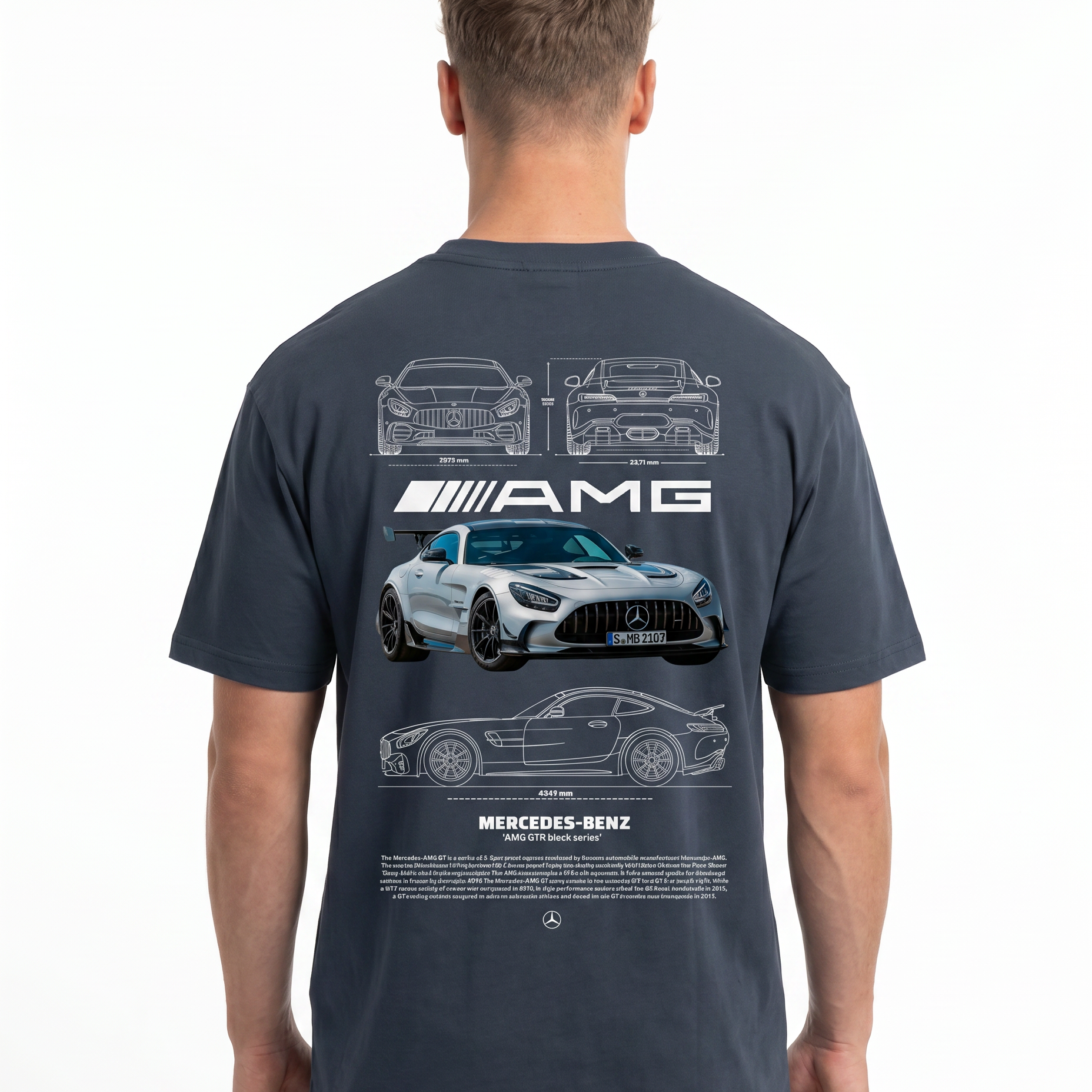 Mercedes-Benz AMG GT Std Tee India Ink Grey - model back print