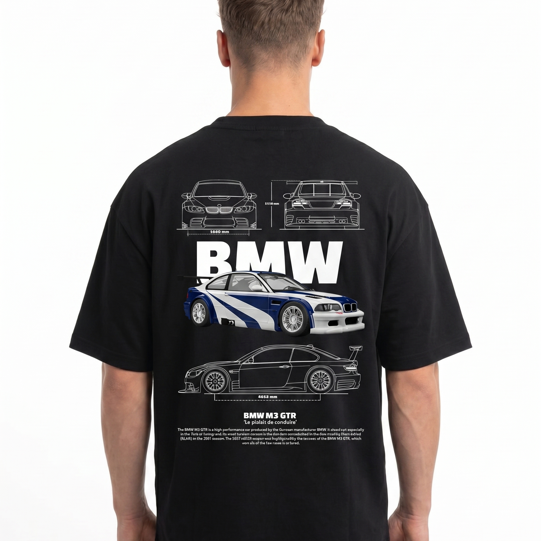 BMW M3 GTR OVS Tee Black - model back print