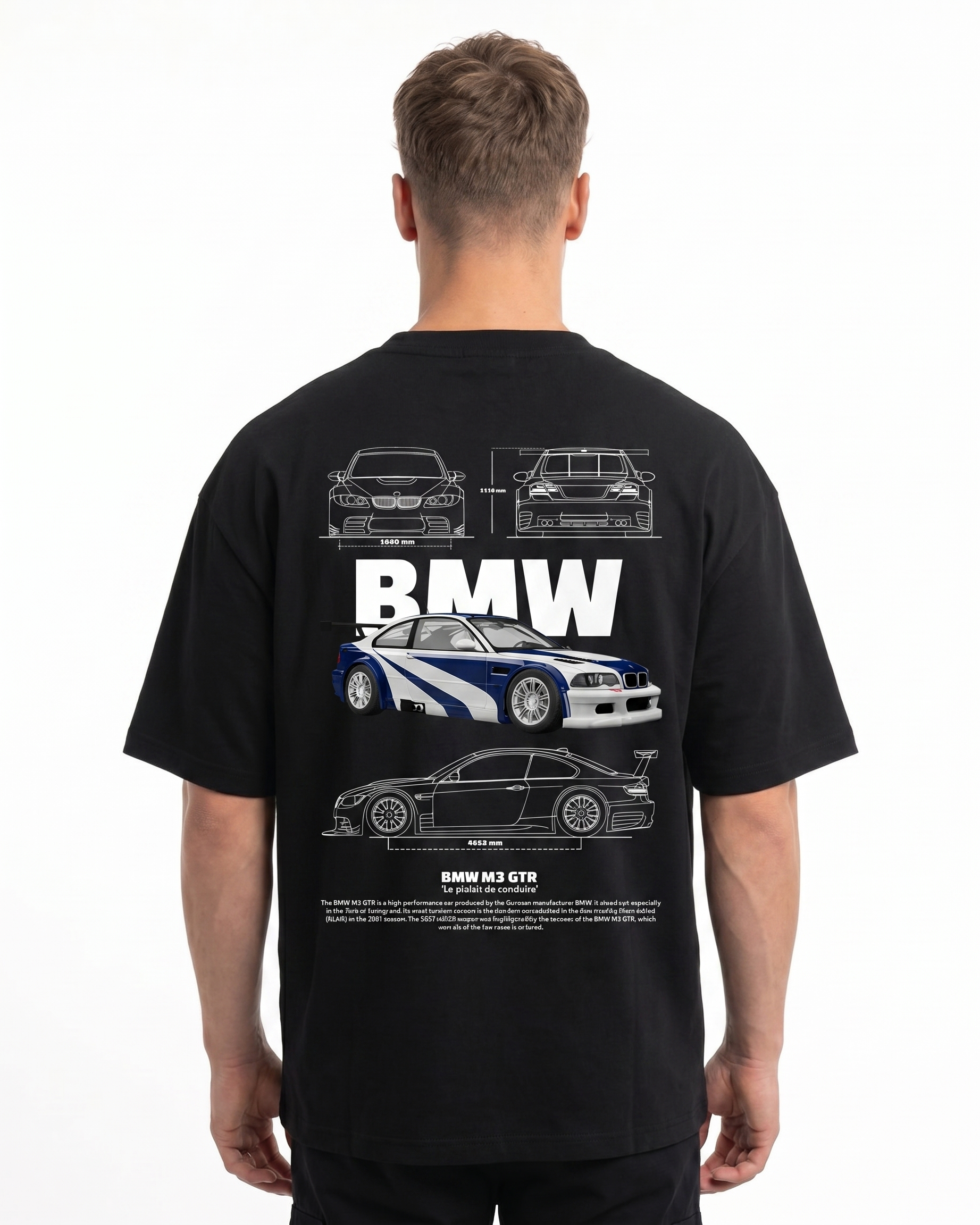 BMW M3 GTR OVS Tee Black - model back print