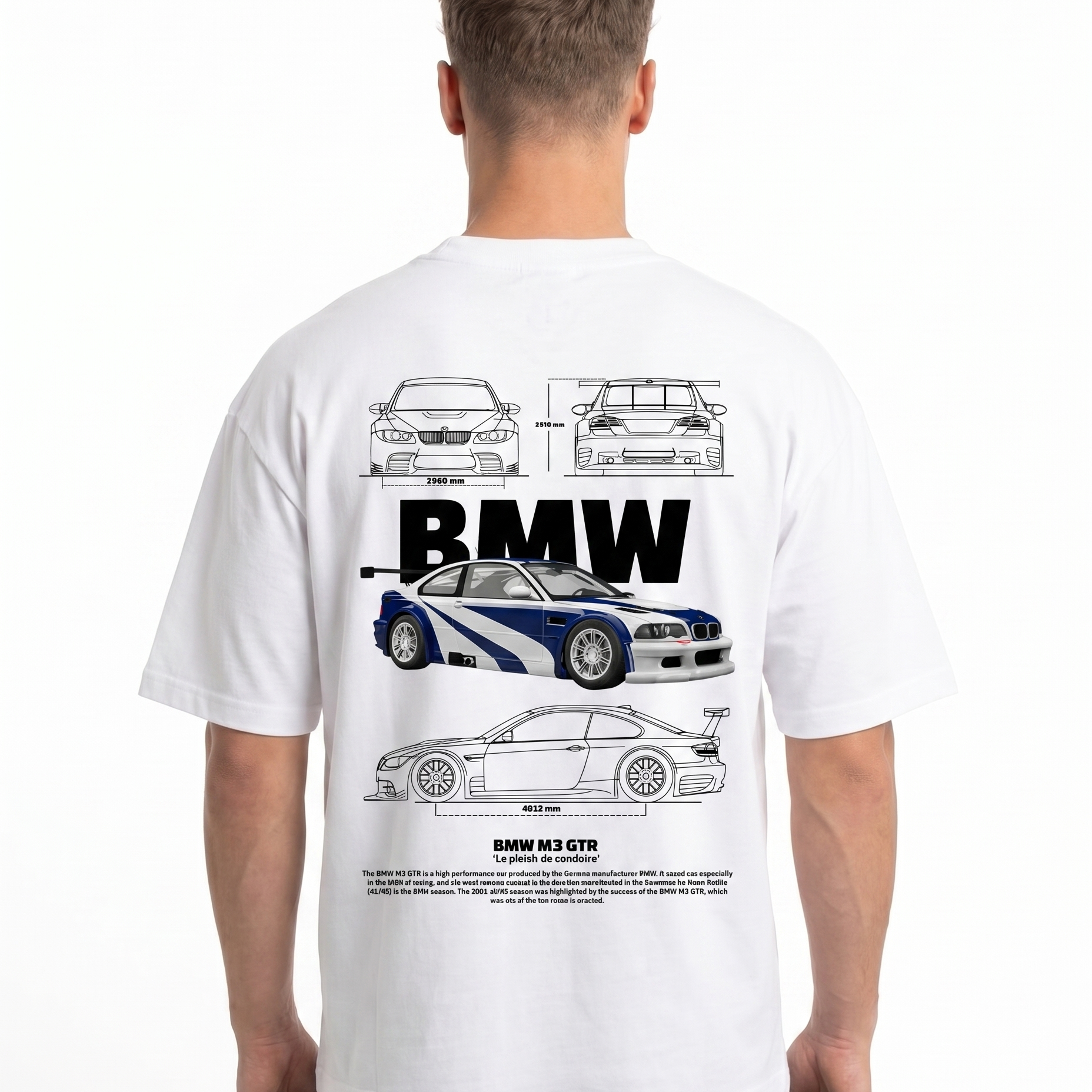 BMW M3 GTR OVS Tee White - model back print