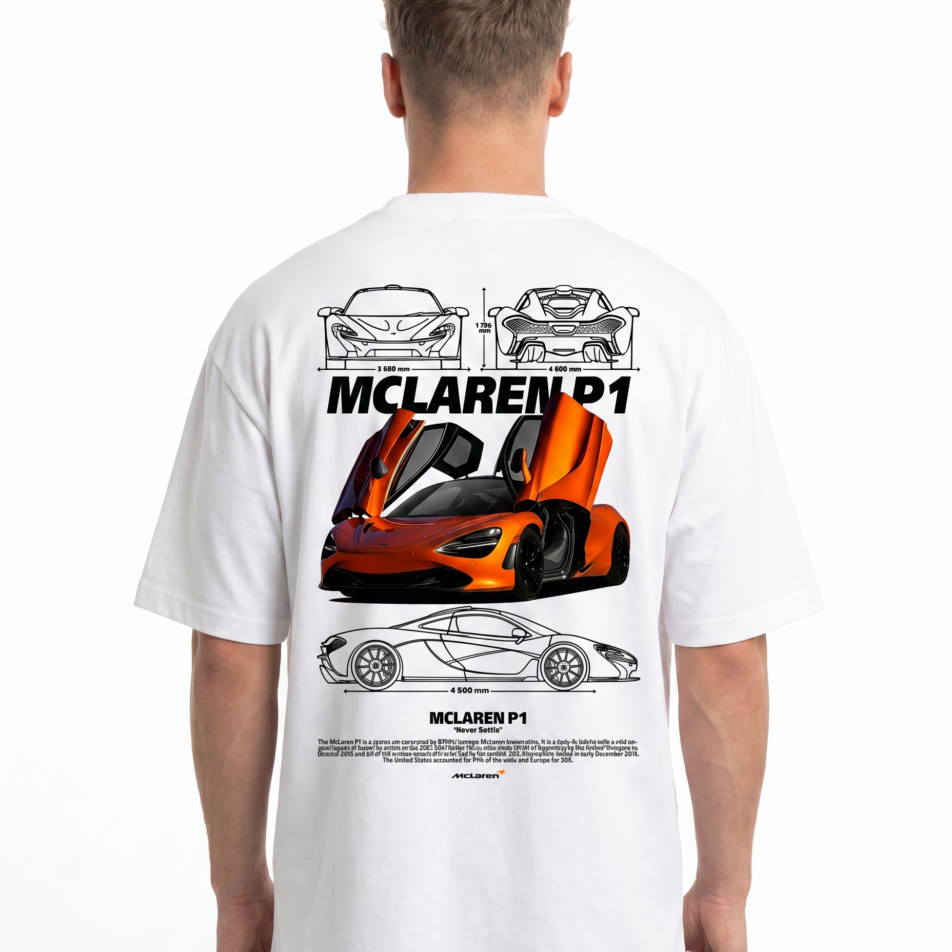 McLaren P1 OVS Tee White - model back print