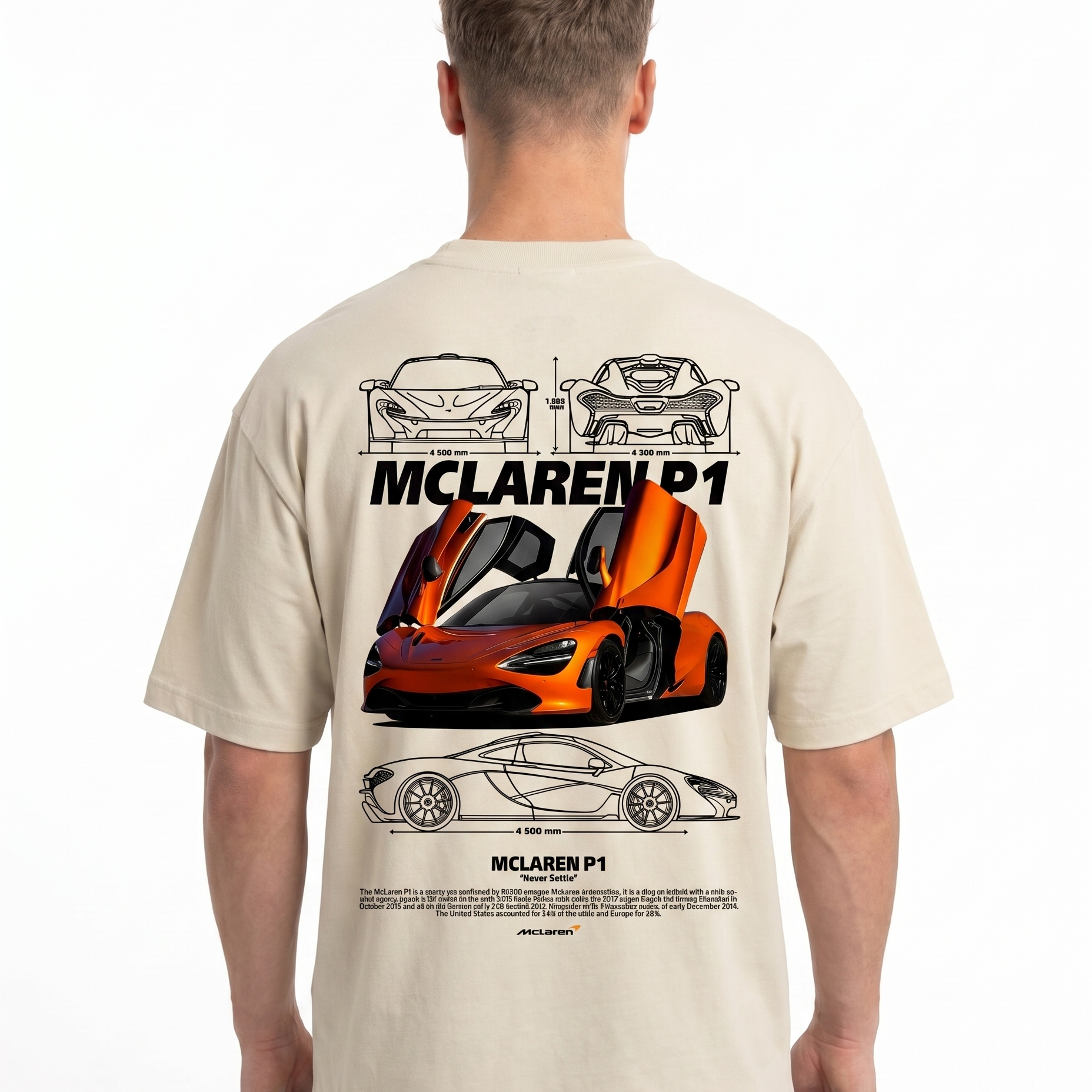 McLaren P1 OVS Tee Natural Raw - model back print