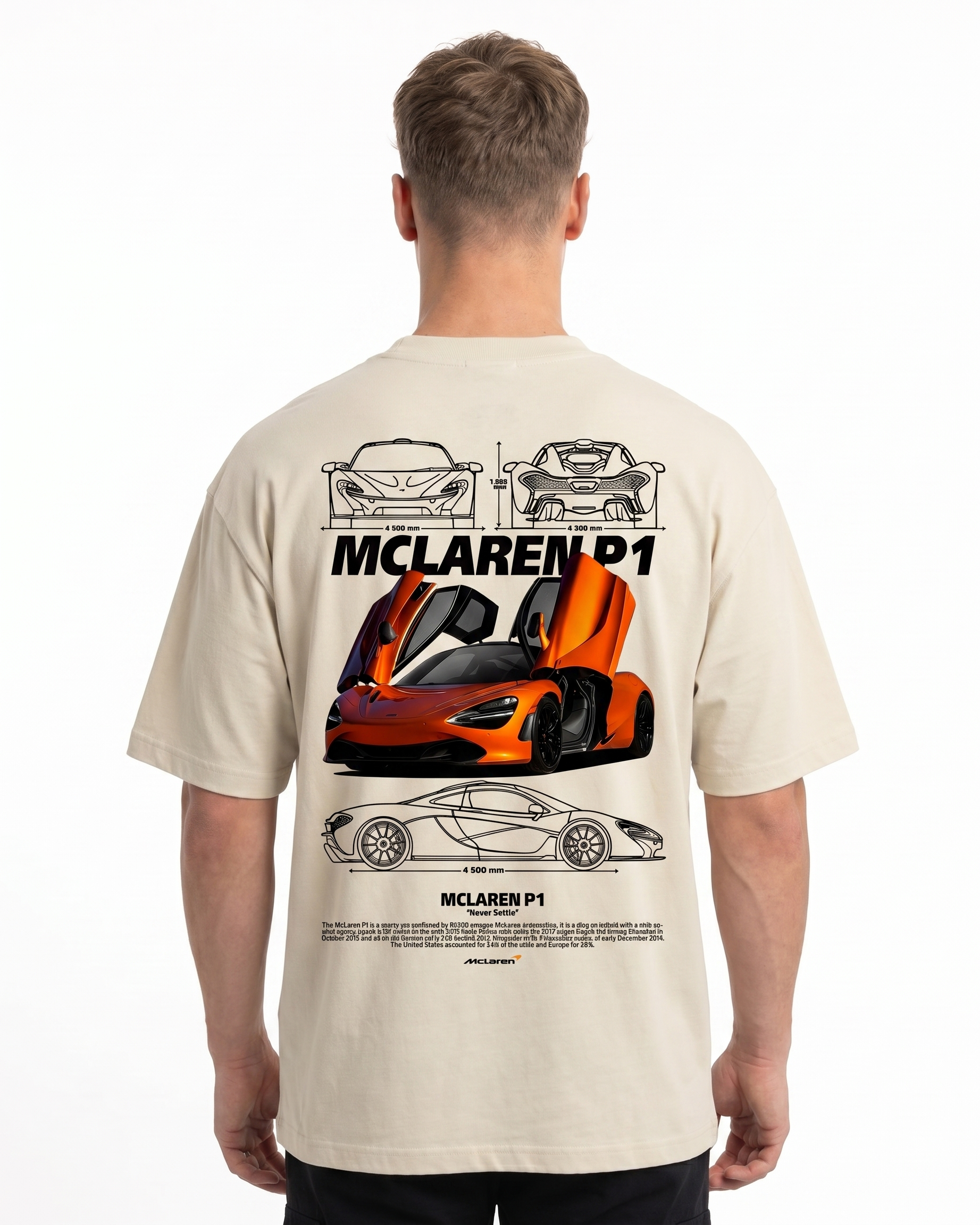 McLaren P1 OVS Tee Natural Raw - model back print