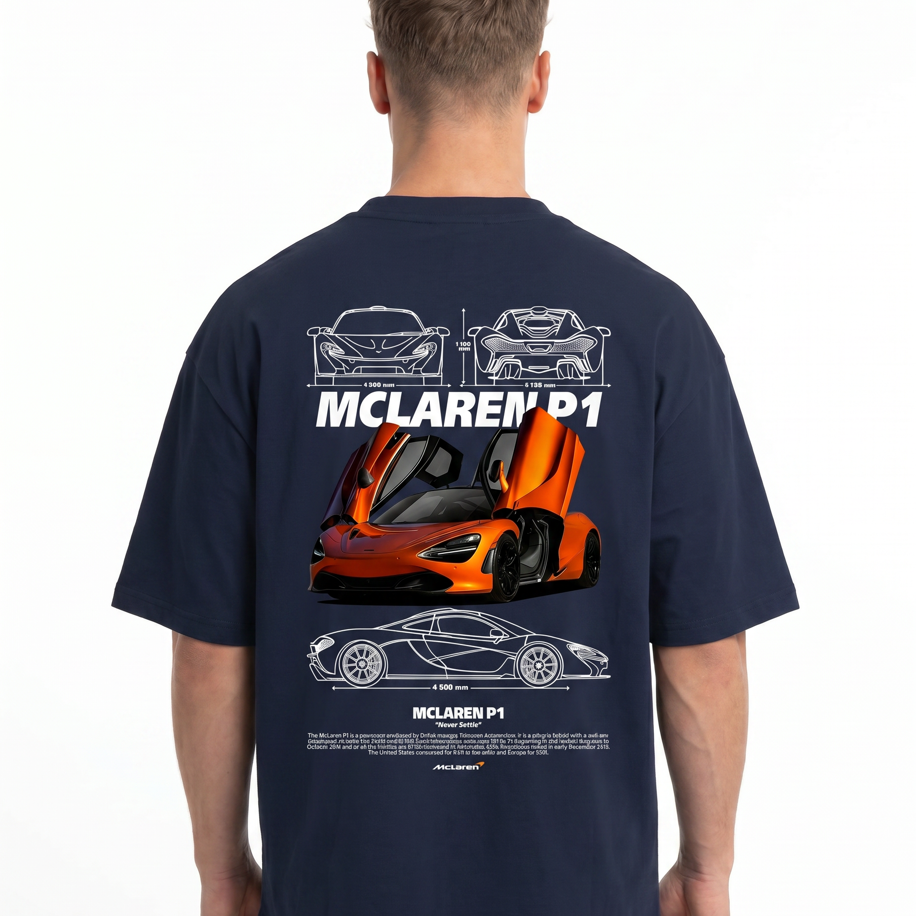 McLaren P1 OVS Tee French Navy - model back print