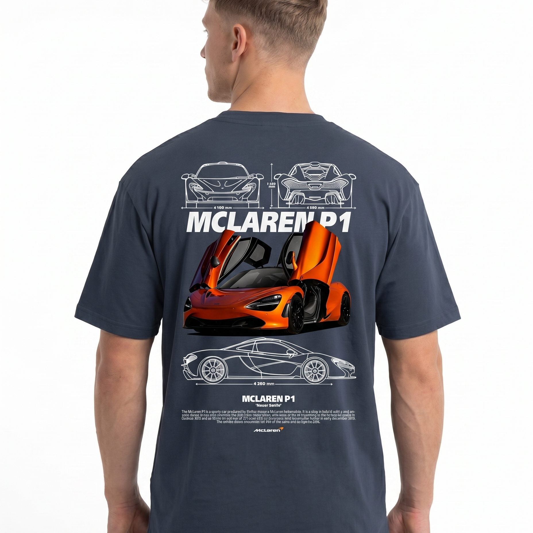 McLaren P1 Standard Tee India Ink Grey Back