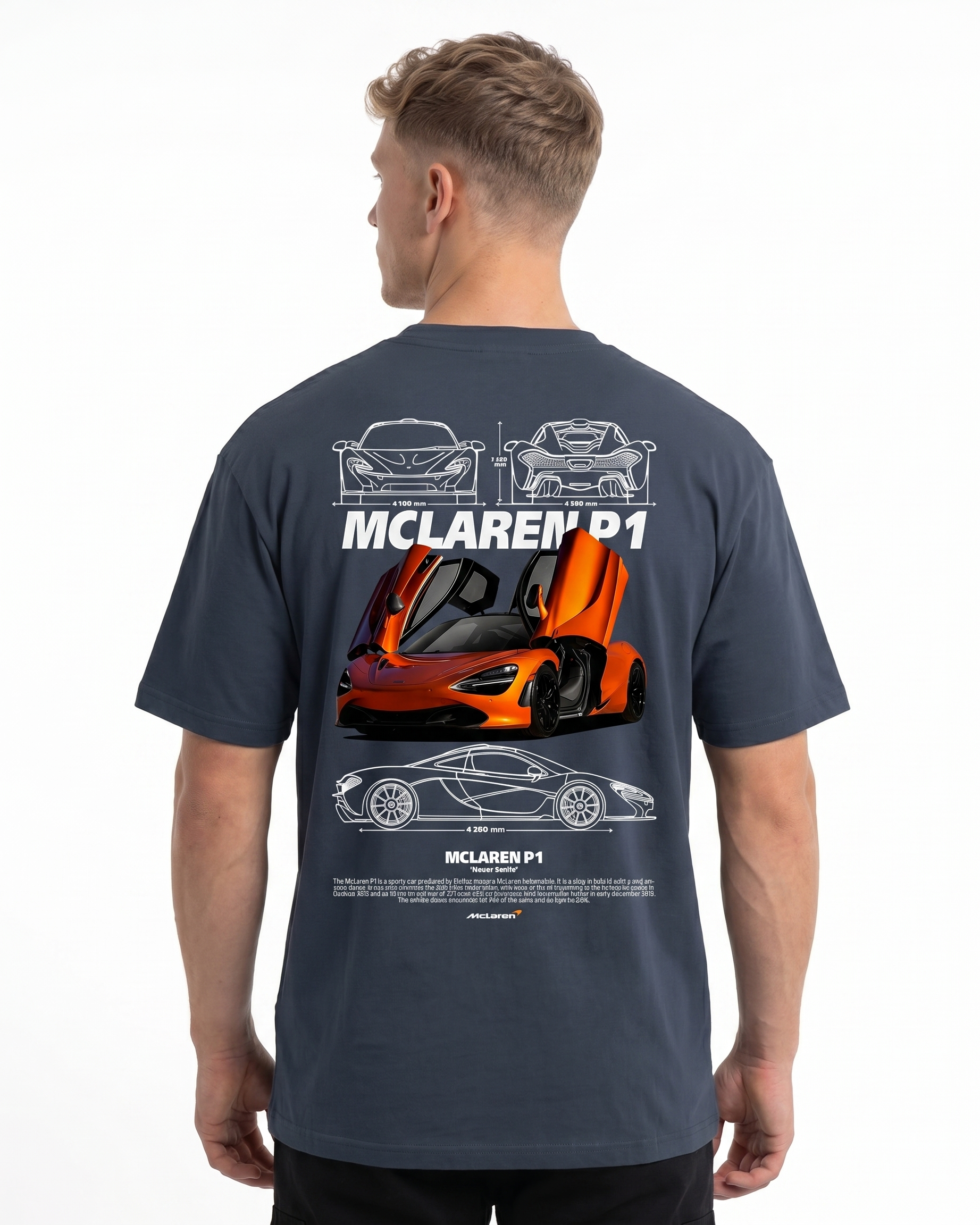 McLaren P1 Standard Tee India Ink Grey Back
