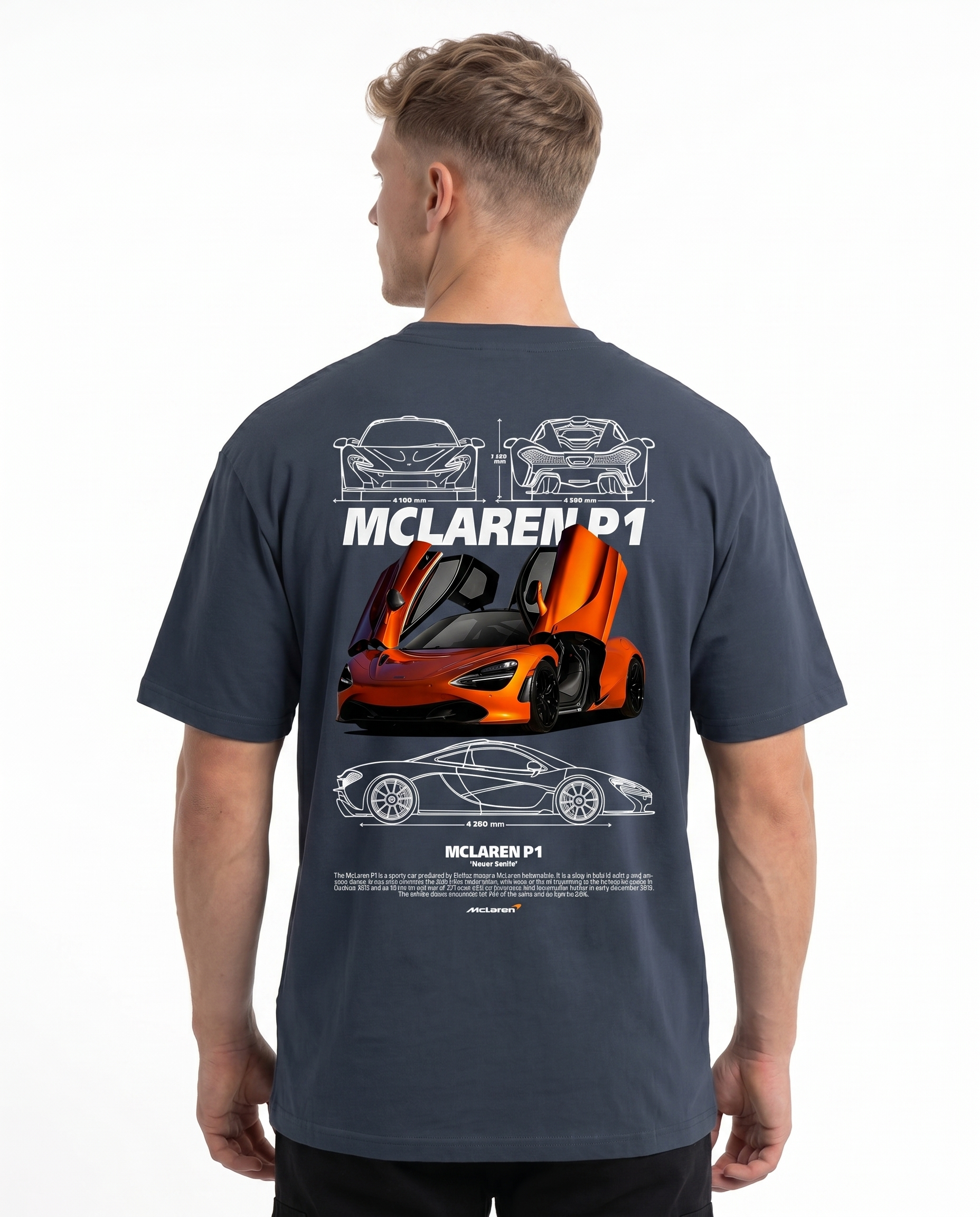 McLaren P1 Standard Tee India Ink Grey Back