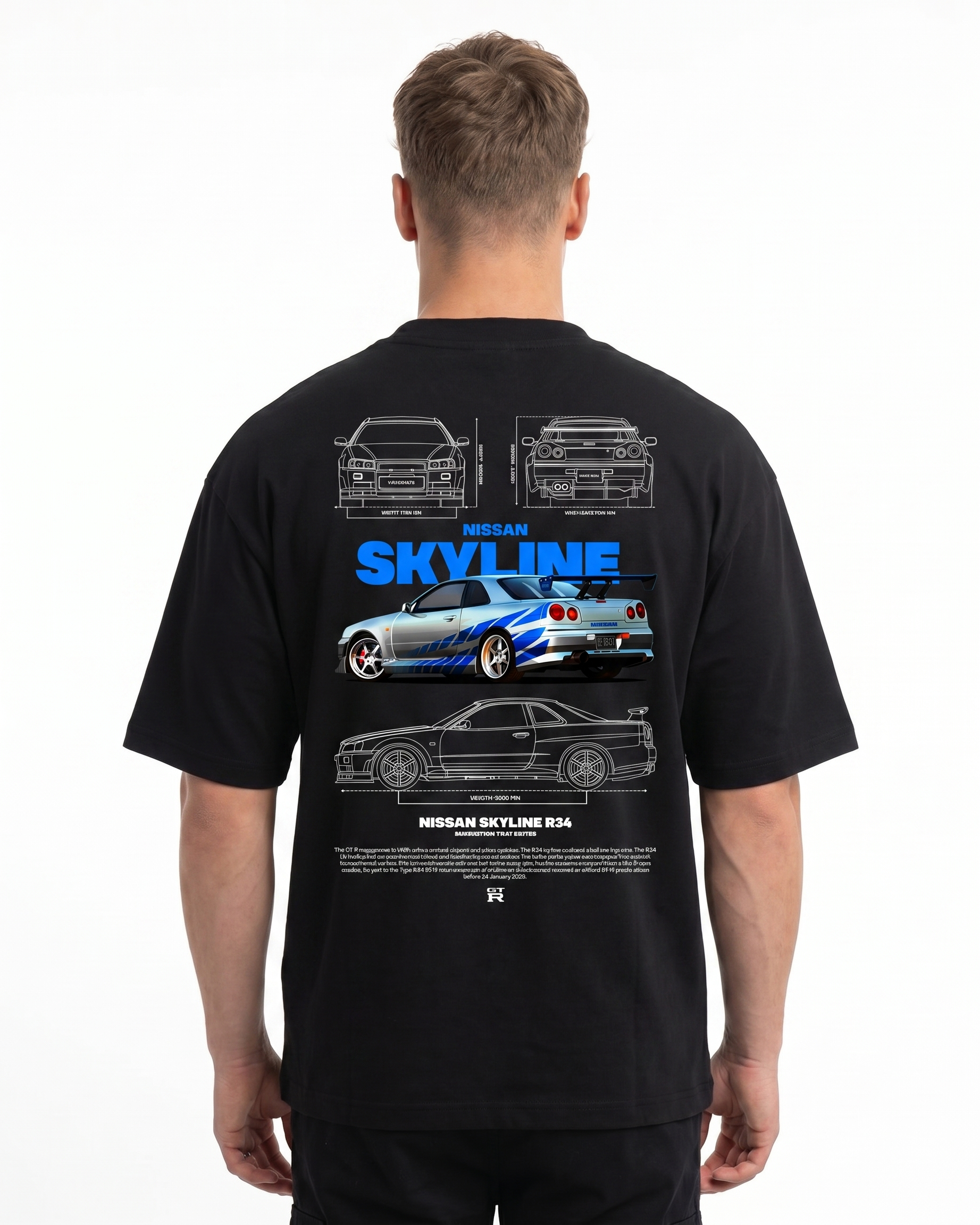 Nissan Skyline R34 Oversized Tee Black Back