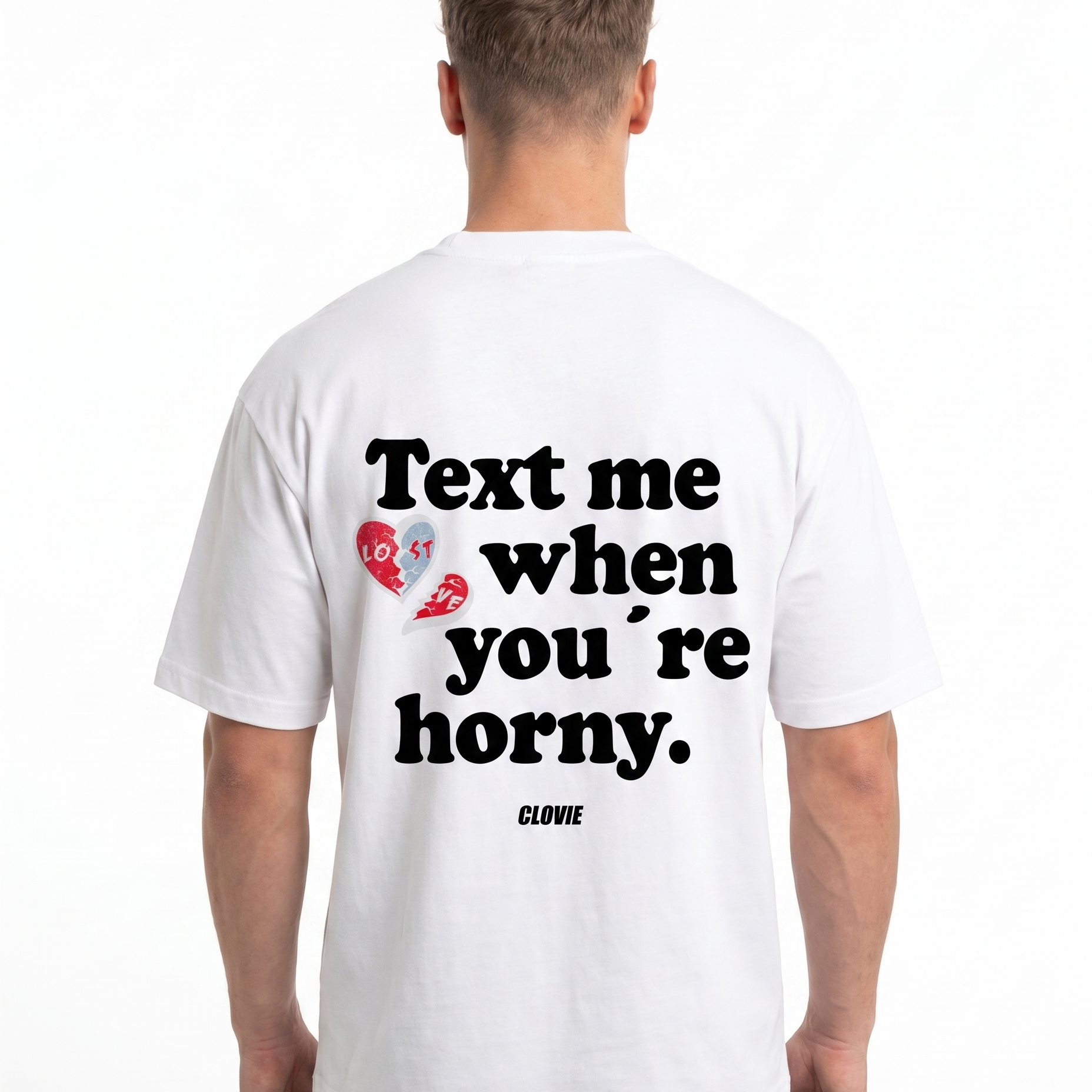 Text me when you're horny Oversized Tee White Back