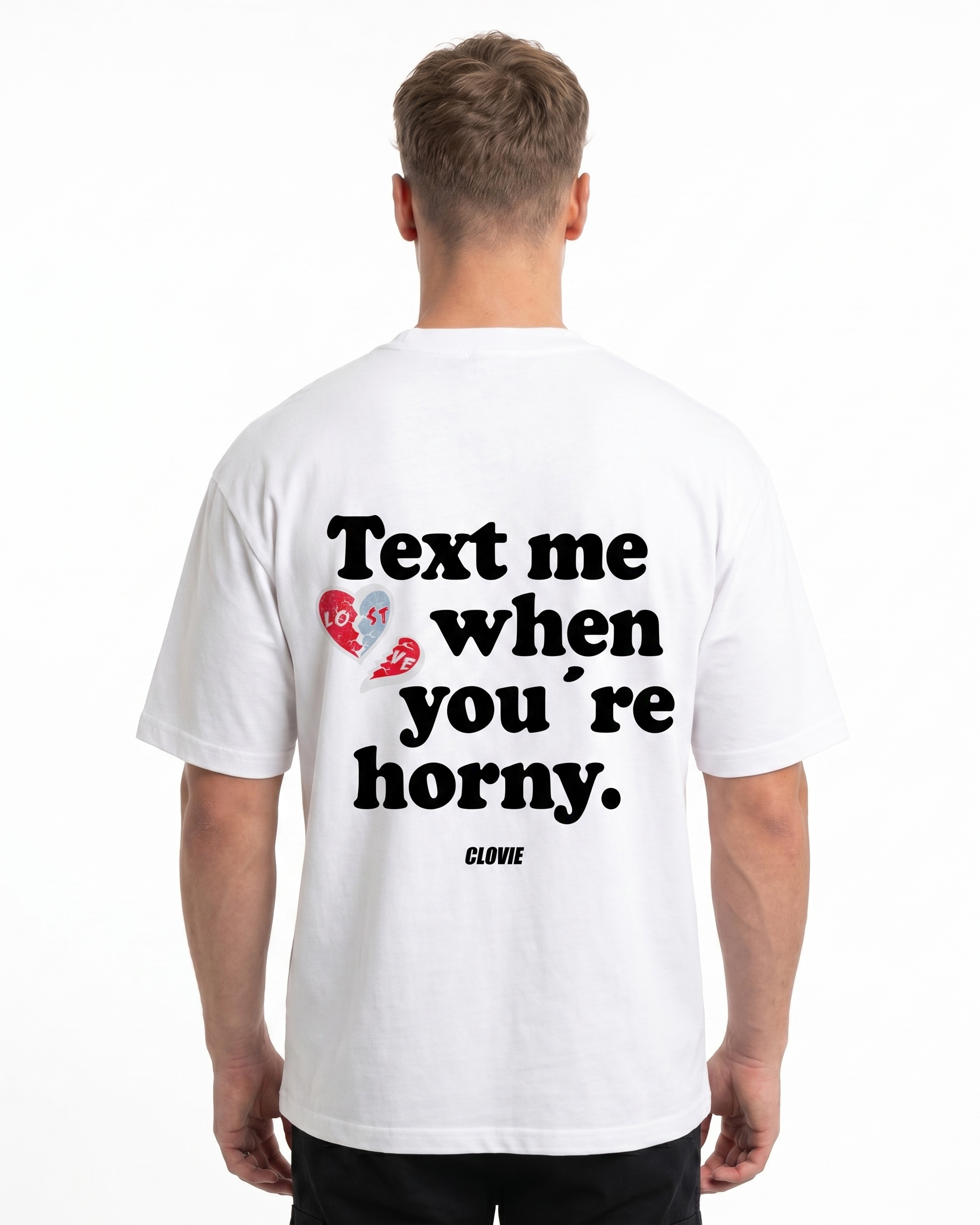 Text me when you're horny Oversized Tee White Back